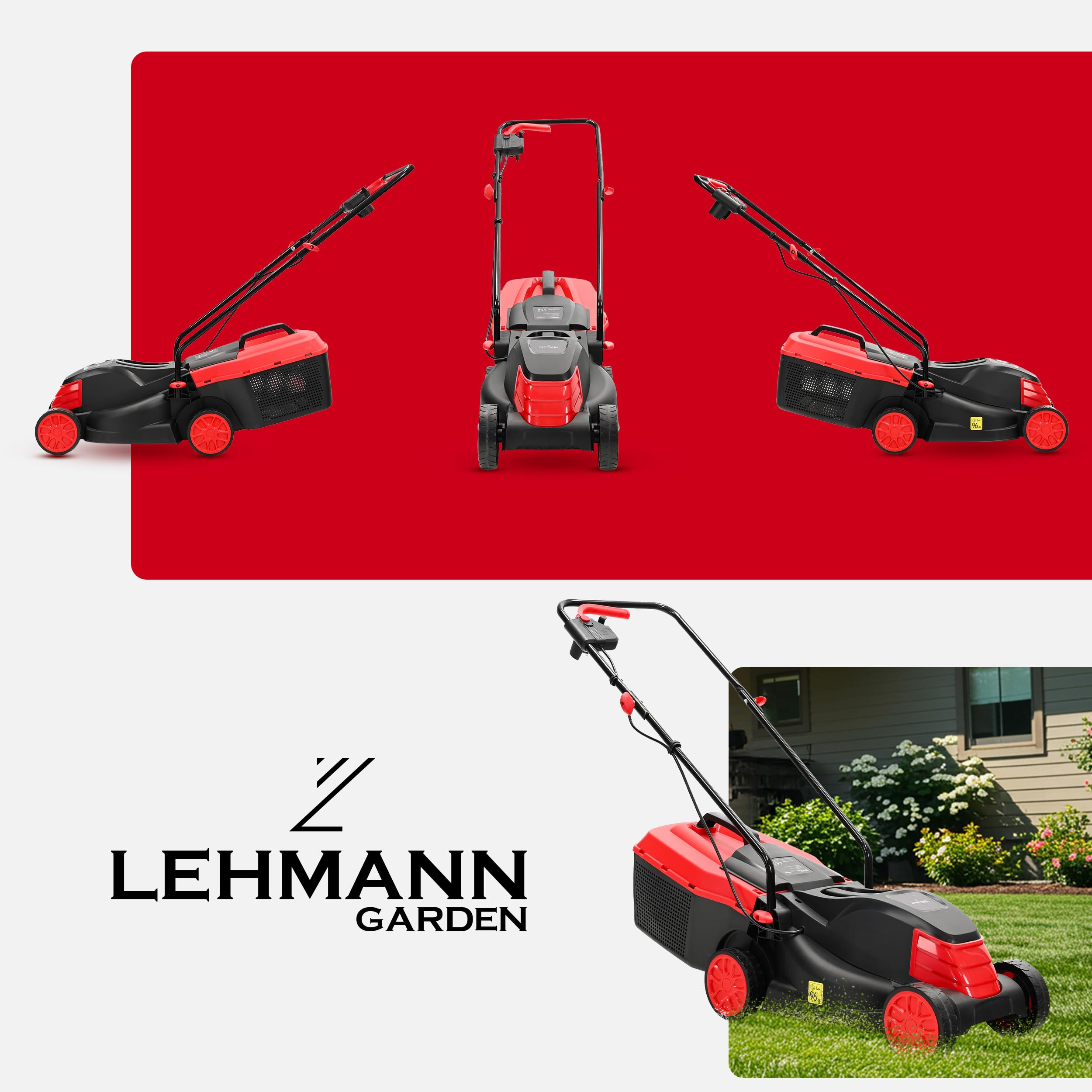 LEHMANN LGALM-1232B, Tondeuse à gazon (Schnittlargee: 32 cm, avec 25 l volume du panier collecteur)
