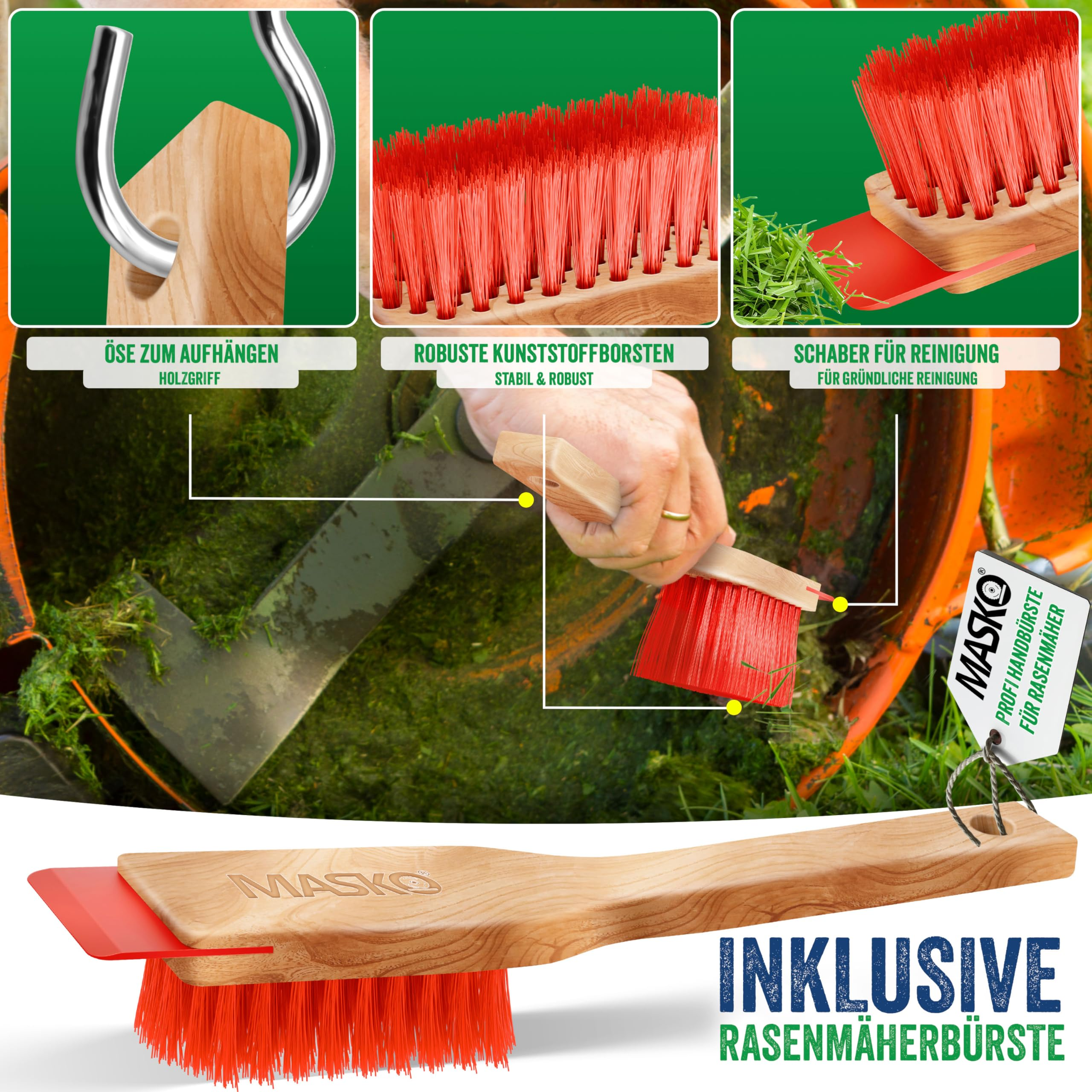 MASKO sans fil Mulch 33cm – avec batterie 4Ah, Tondeuse à gazon (Schnittlargee: 33 cm, avec 30 l volume du panier collecteur)