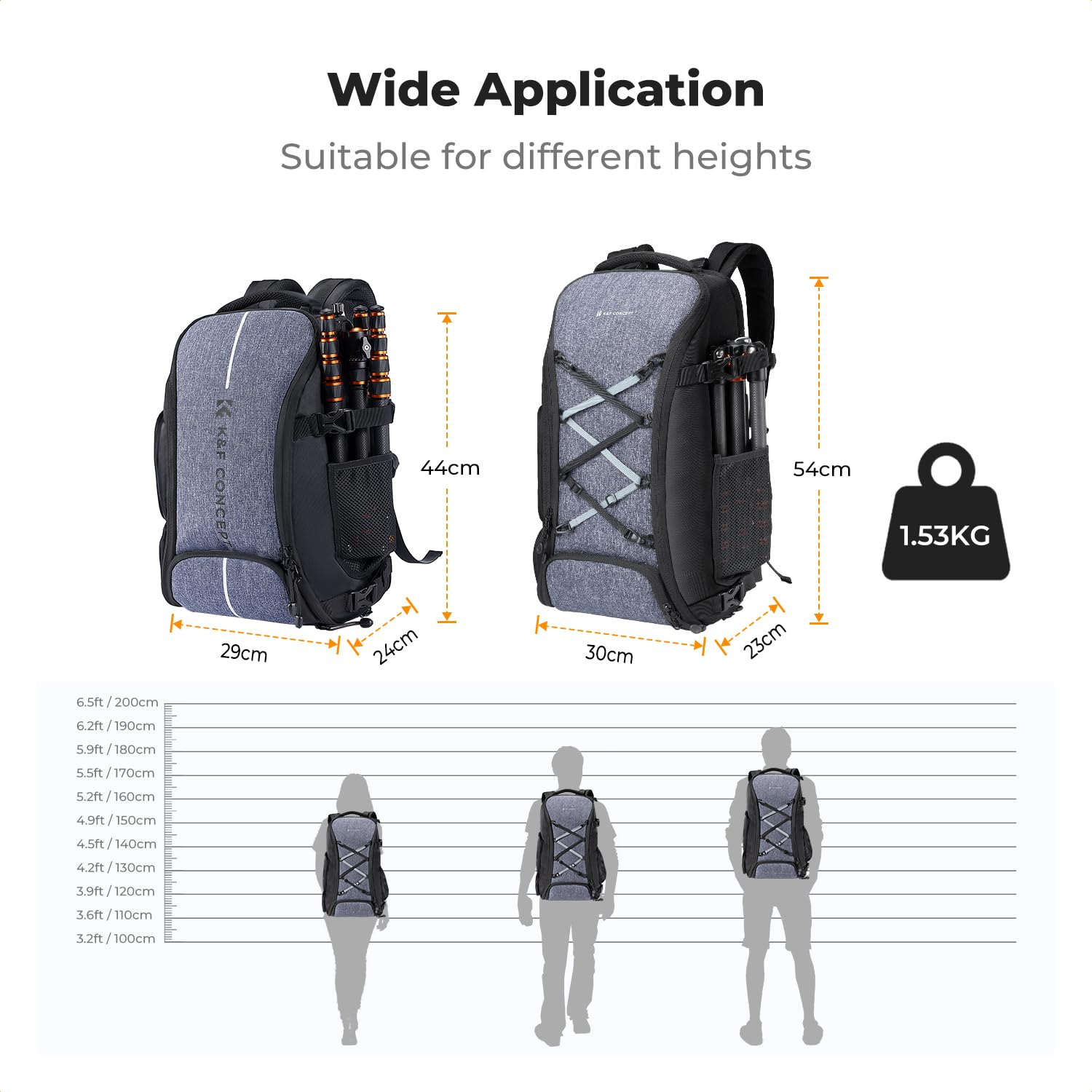 K&F CONCEPT Kamerarucksack 30L Fotorucksack, Grau