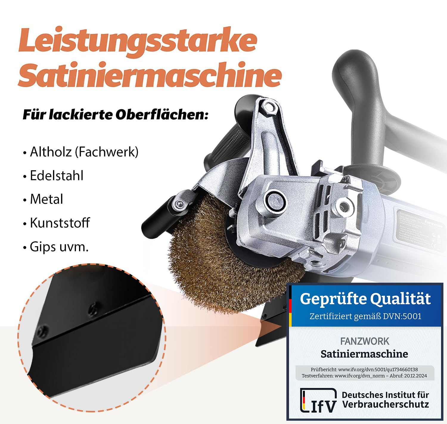 Leistungsstarke Fanzwork Satiniermaschine für verschiedene Oberflächen mit deutscher Qualitätszertifizierung.