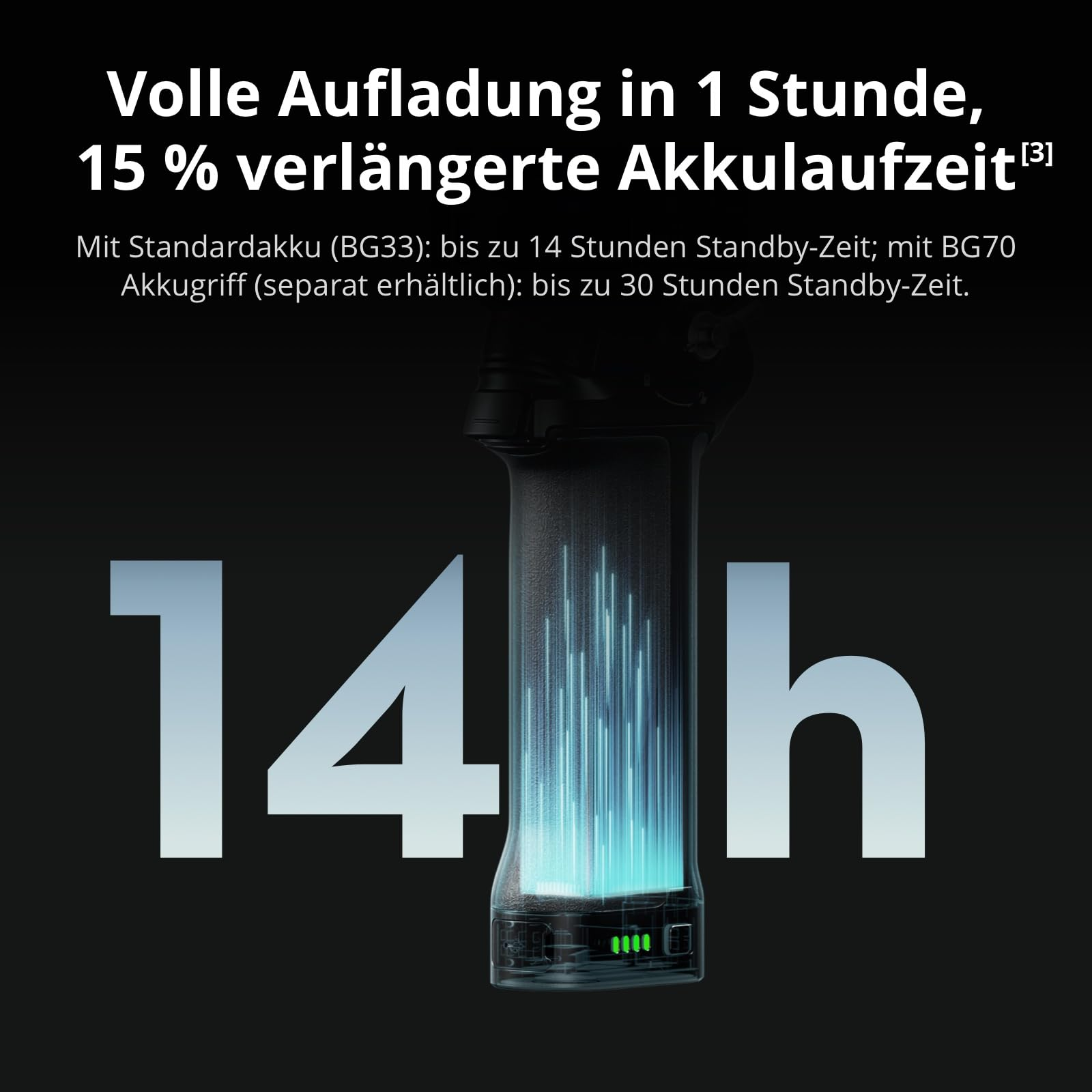 Image promotionnelle montrant une autonomie de batterie de 14 heures.