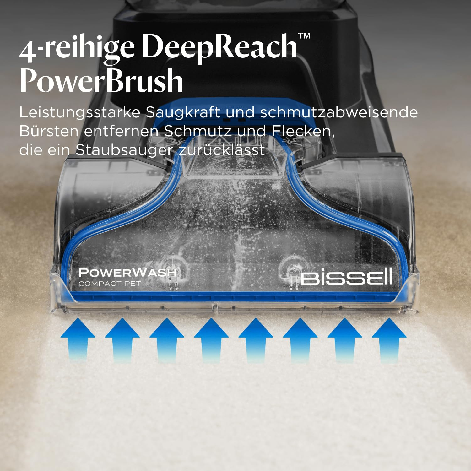 Bocchetta pulisci tappeti Bissell su tappeto con testo sul DeepReach PowerBrush.