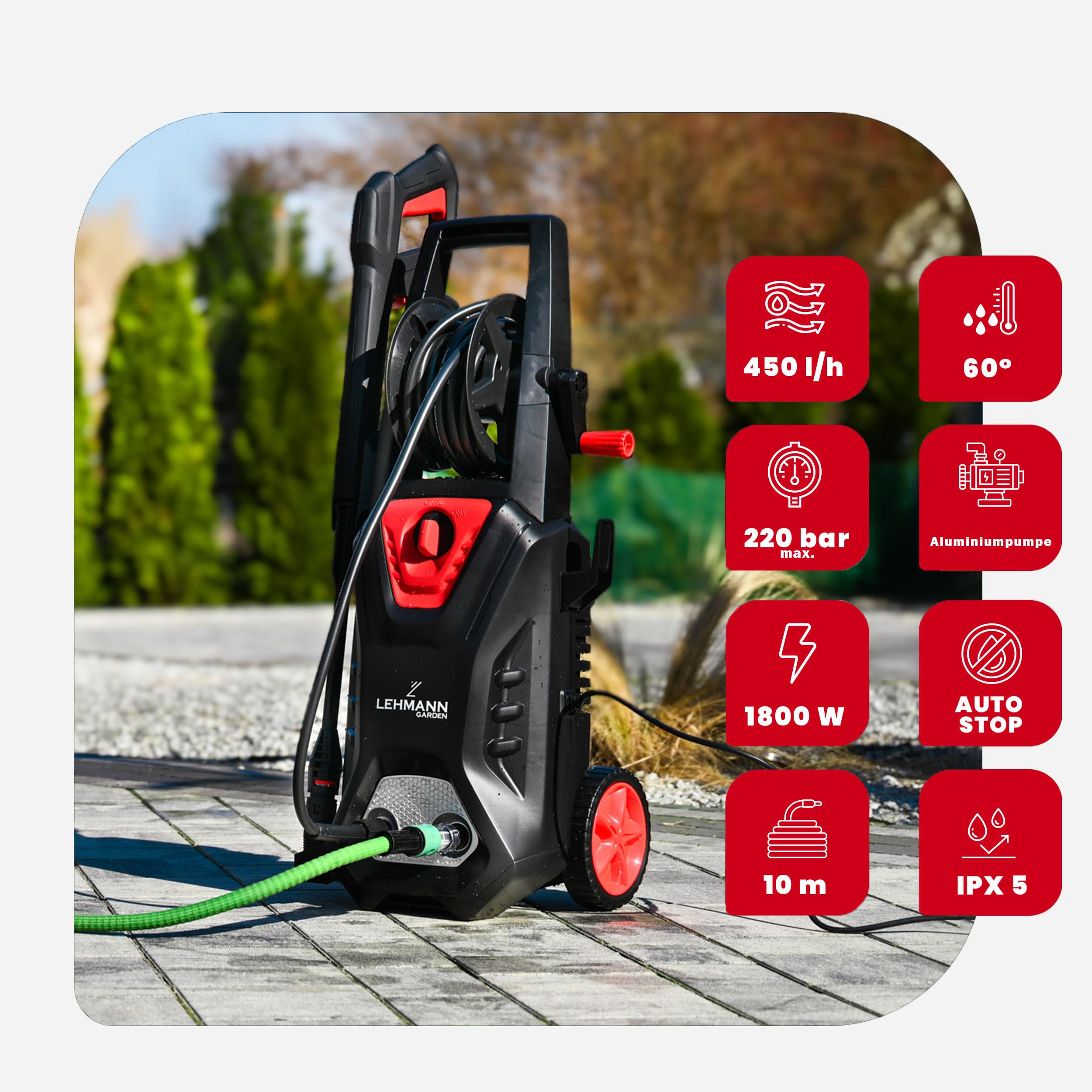 LEHMANN Hudson LGAPW-1814BPA-S Idropulitrice, Nero/Rosso