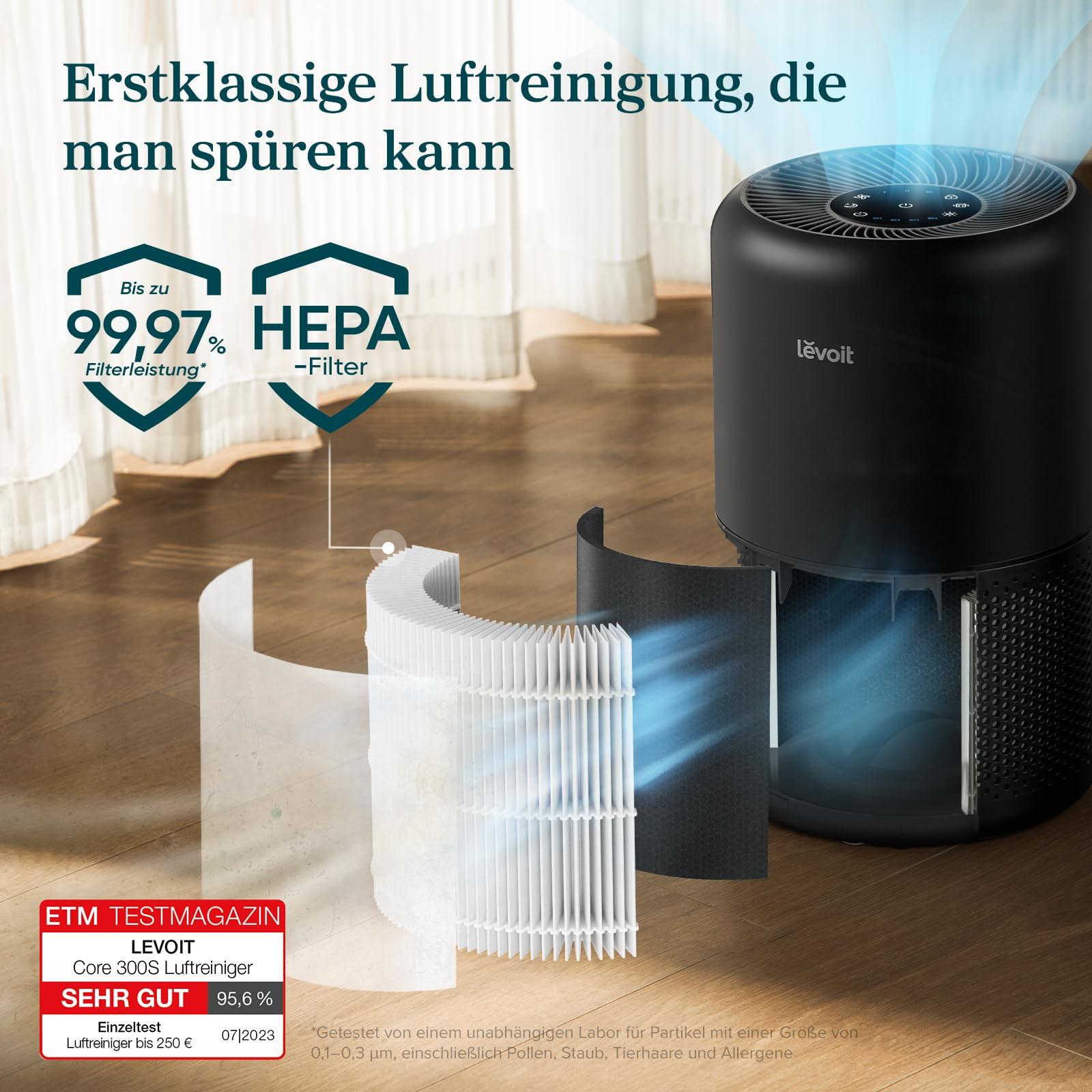 LEVOIT HEPA 258m³/h CADR Luftreiniger Schwarz (23 W)