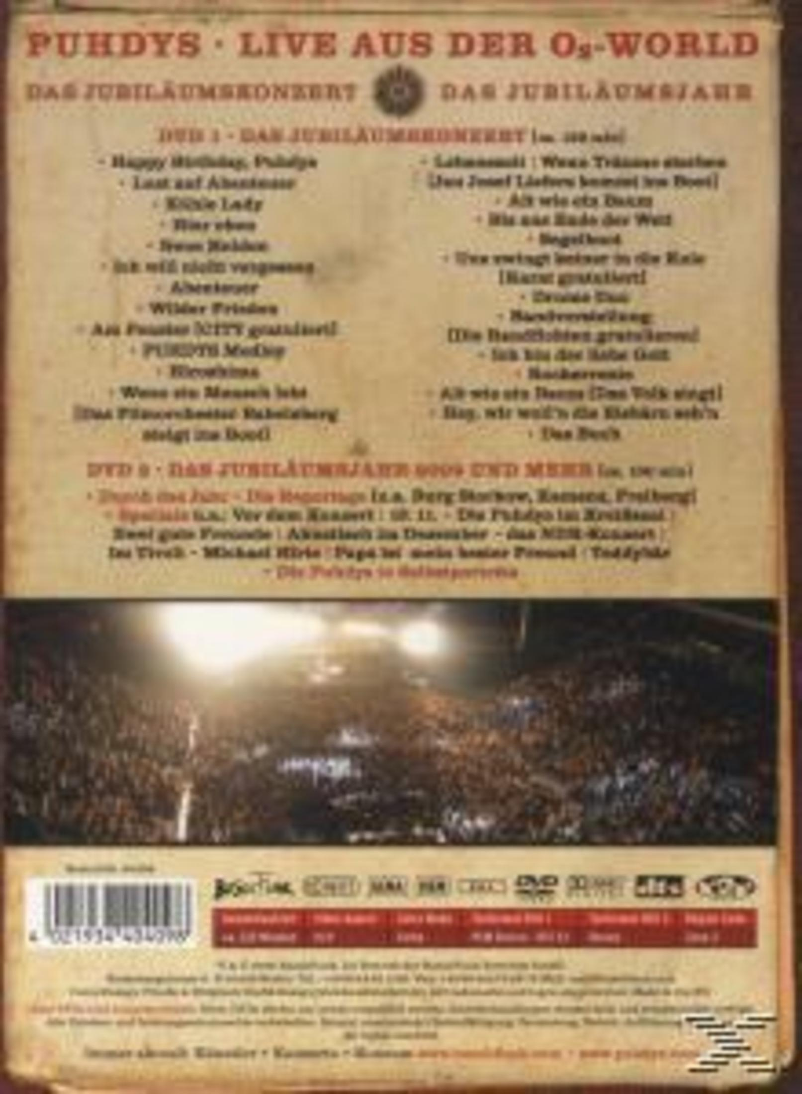 Rückseite einer Musik-DVD-Hülle mit Titelliste und Konzertfoto.