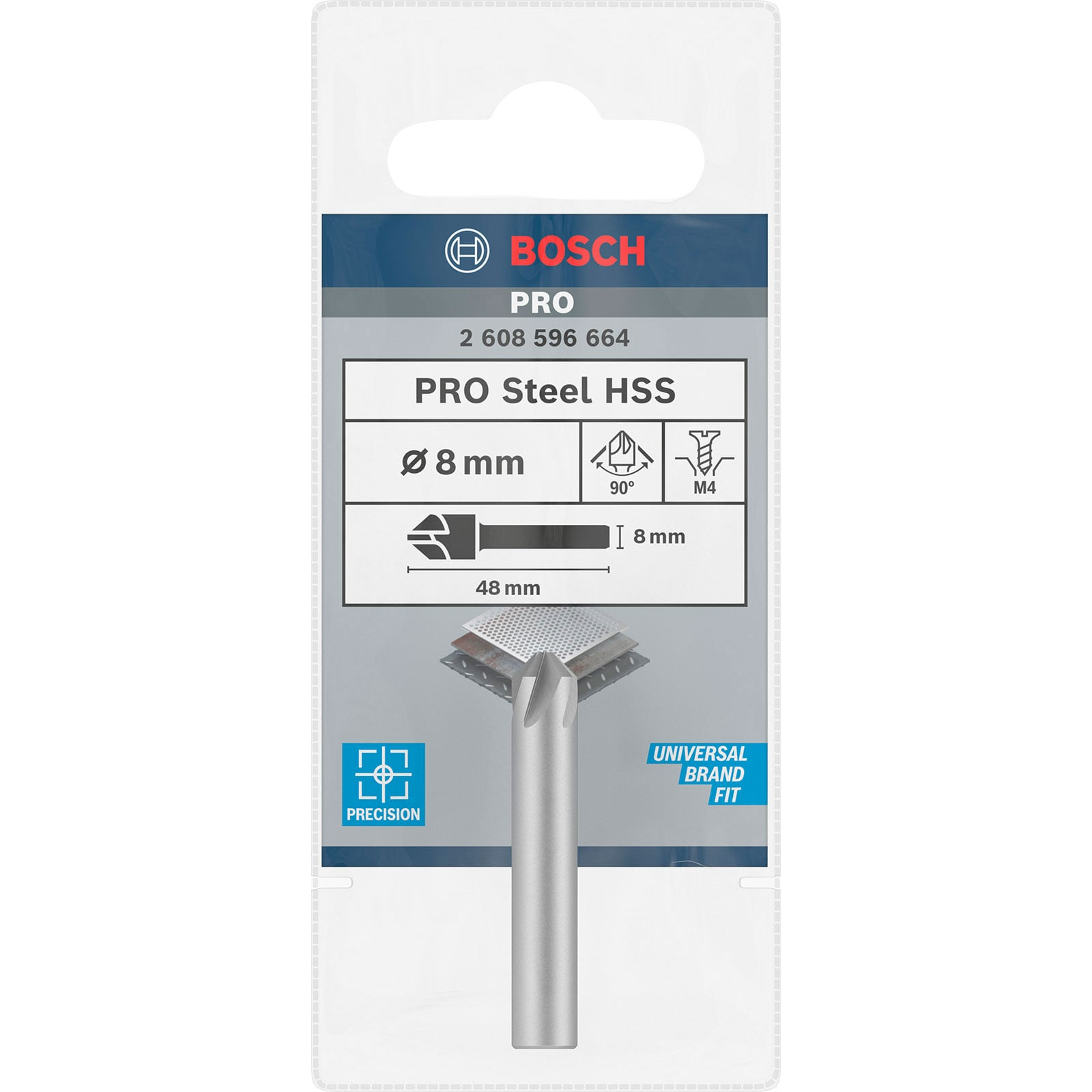 Bosch PRO Steel HSS Bohrer 8 mm in Originalverpackung mit technischen Details.