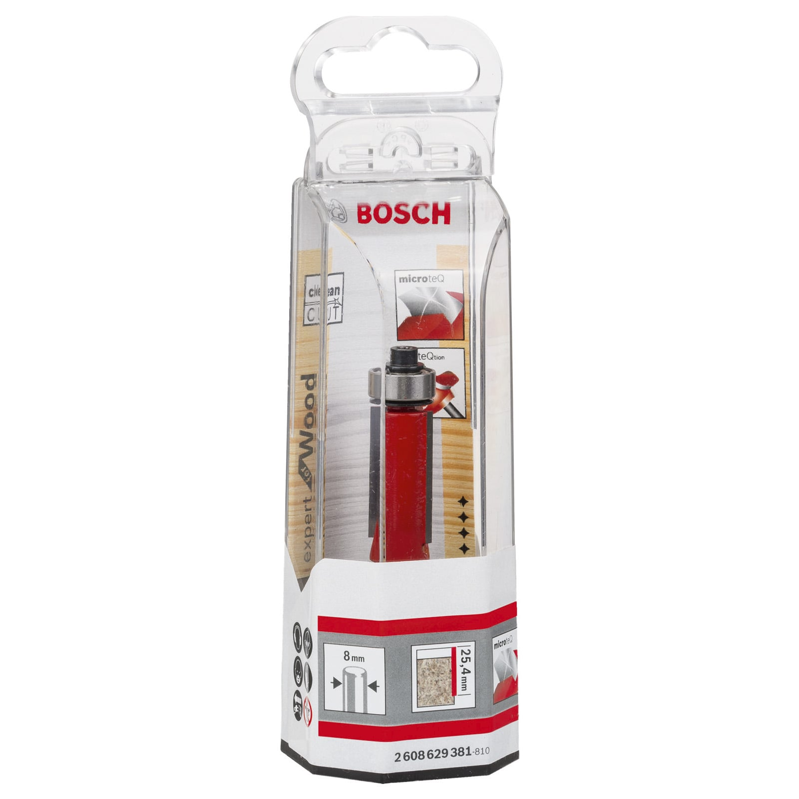 Bosch Fräser in Originalverpackung auf weißem Hintergrund.