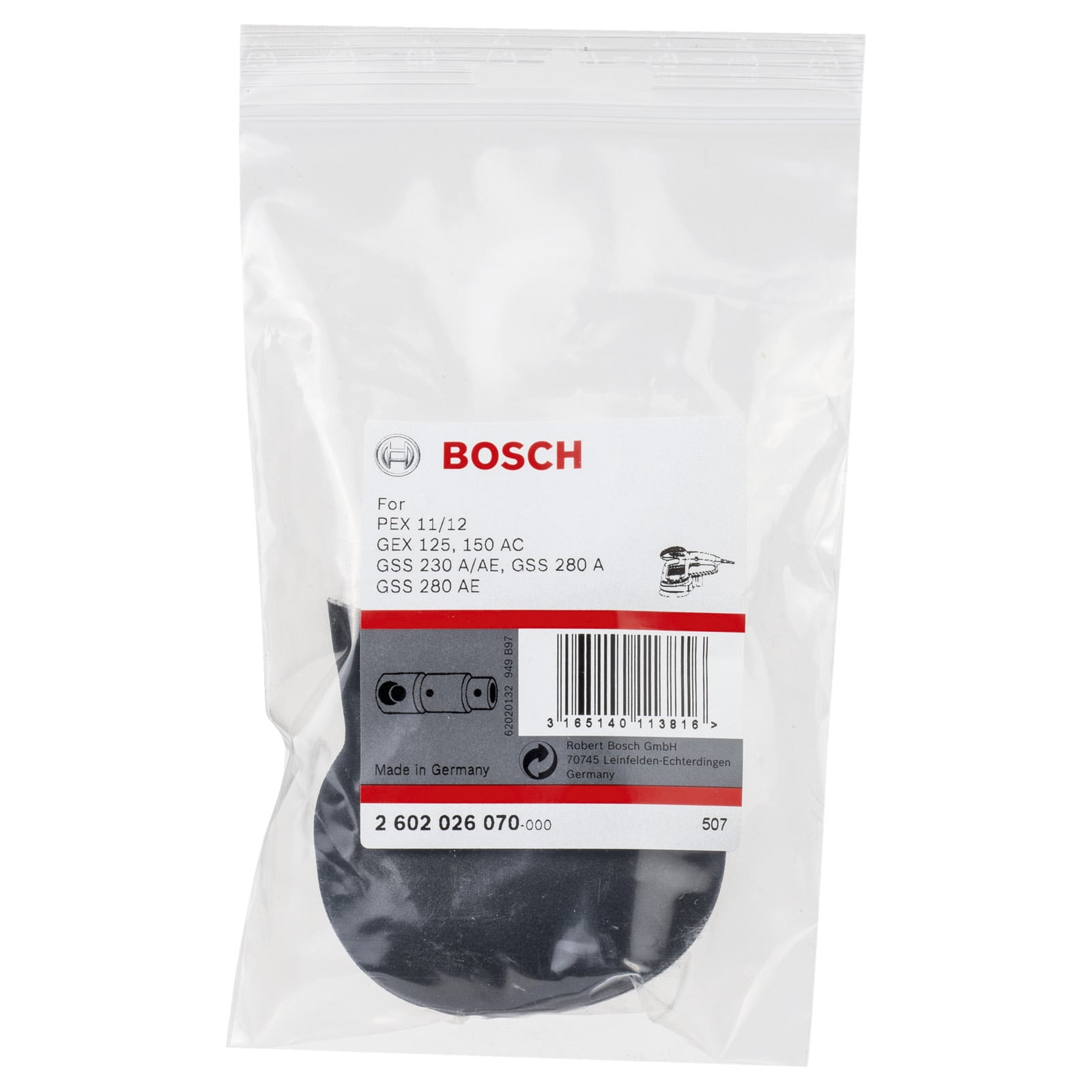 Eine Bosch-Ersatzteilverpackung aus Plastik mit Etikett und Artikelnummer.