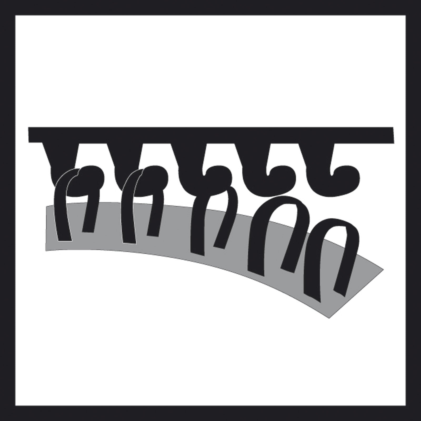 Ein Schwarz-Weiß-Diagramm zeigt die Funktionsweise von Klettverschluss mit ineinandergreifenden Haken und Schlaufen.
