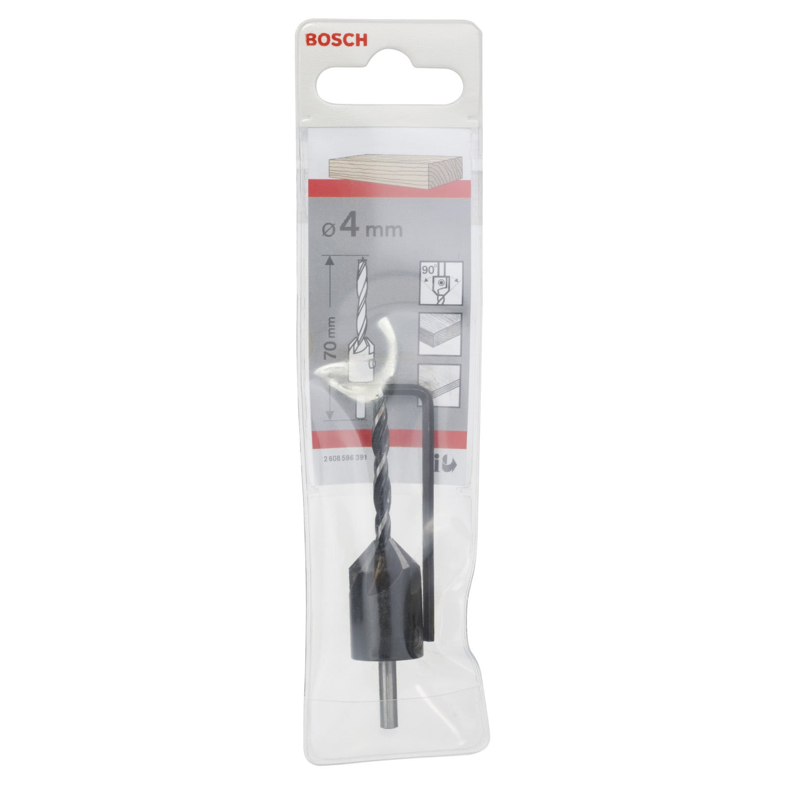 Bosch Holzbohrer mit Senker, 4 mm Durchmesser, originalverpackt.