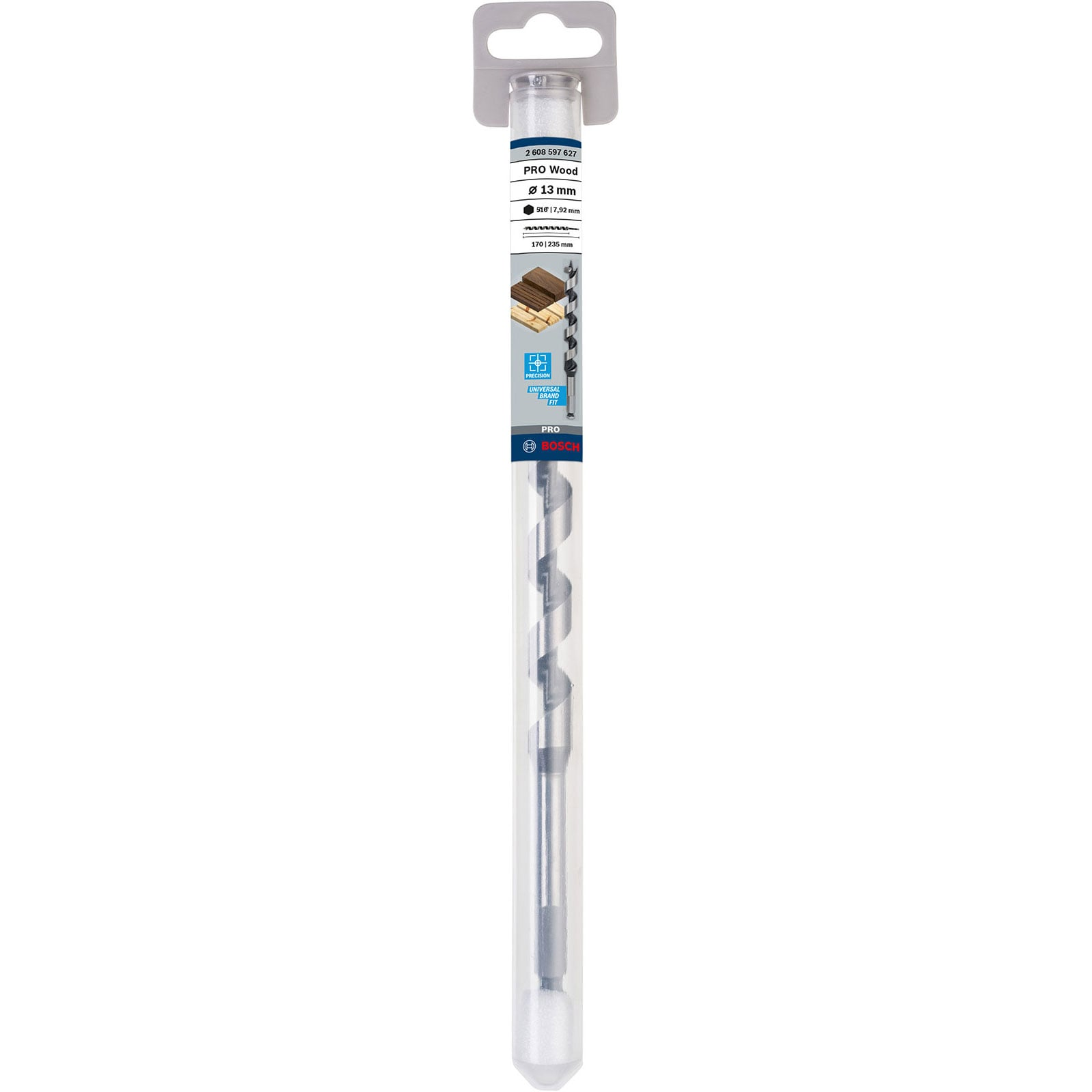 Bosch PRO Wood Holzbohrer, 13 mm, in transparenter Verpackung.