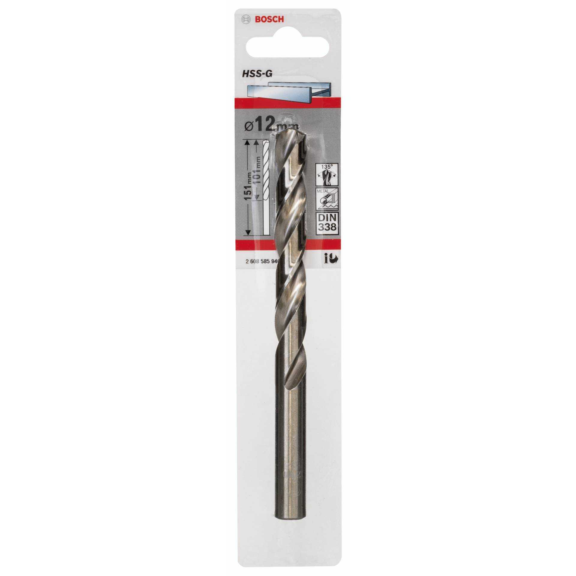 Bosch HSS-G Spiralbohrer 12 mm in Verpackung.