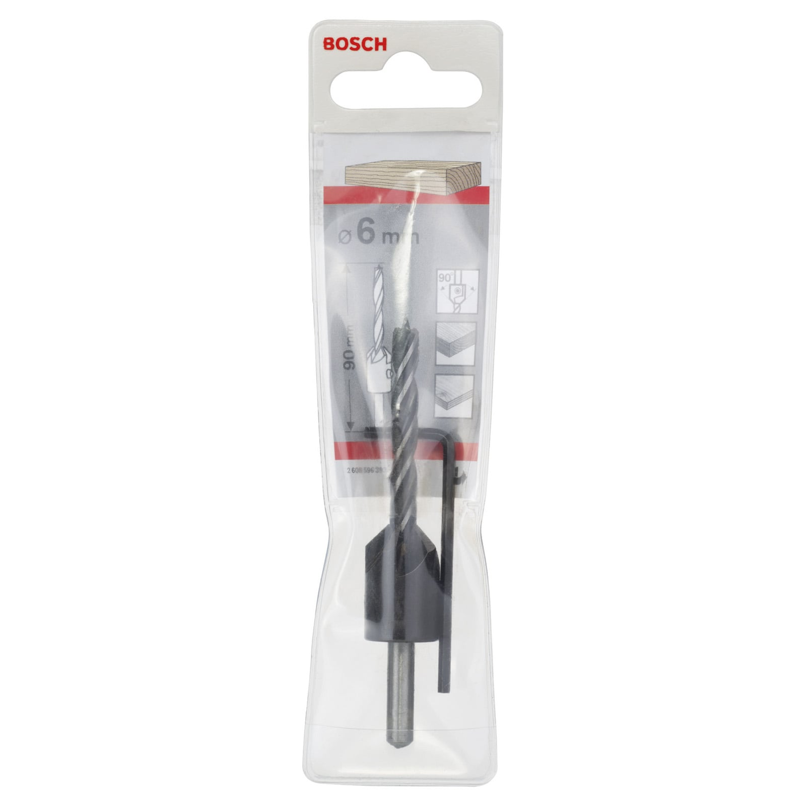 Bosch 6mm Senkbohrer in transparenter Verpackung.
