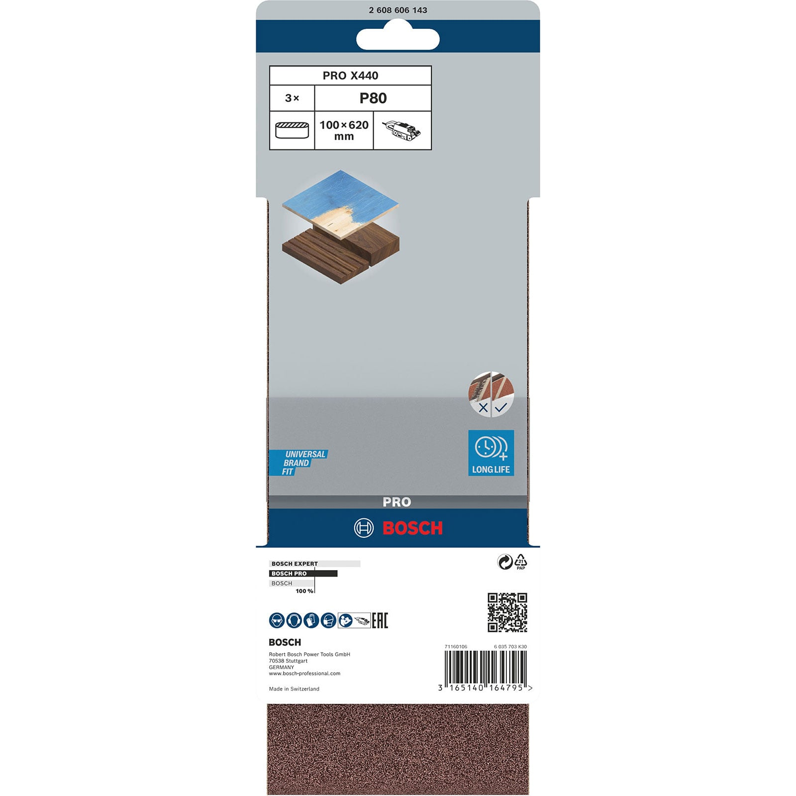 Bosch PRO X440 P80 Schleifband, 100 x 620 mm, in Originalverpackung.
