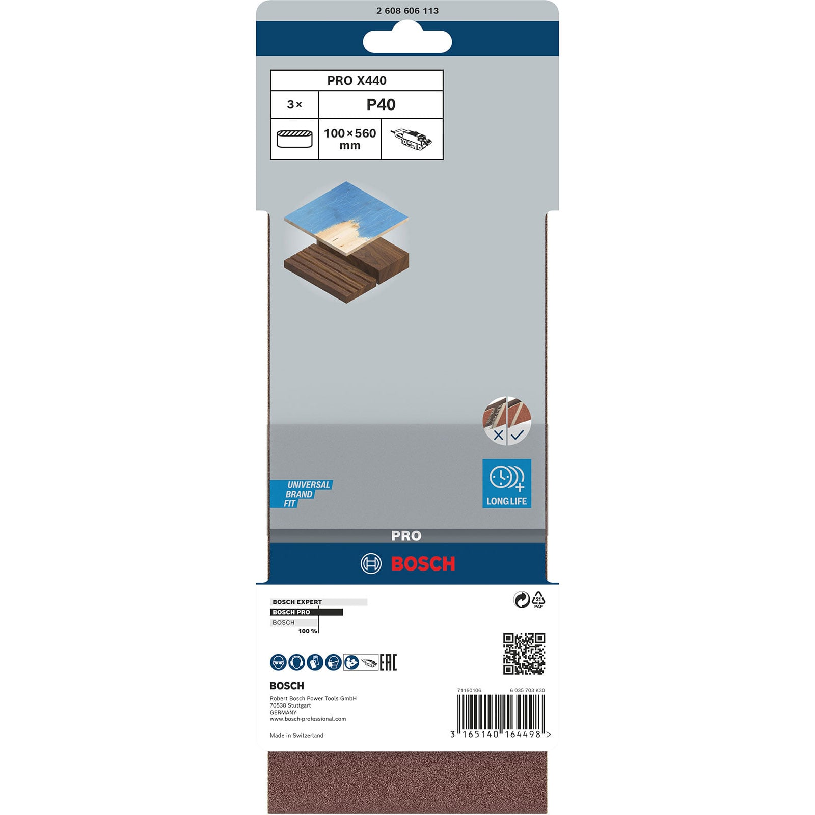 Bosch PRO X440 Schleifband P40, 100x560 mm, in Originalverpackung.