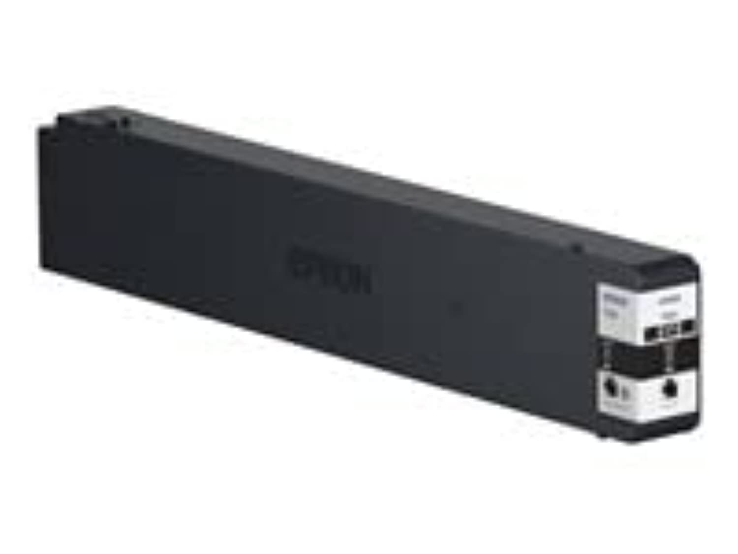 Dispositivo Epson negro y alargado con una etiqueta blanca en la parte delantera sobre fondo blanco.