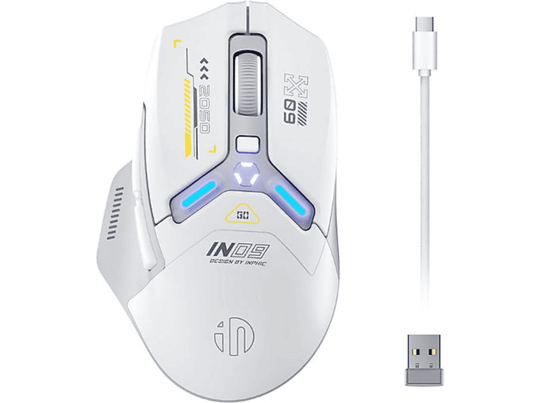 KONTORLAND IN9 Silent Üç Modlu RGB Kablosuz Gaming Mouse Beyaz