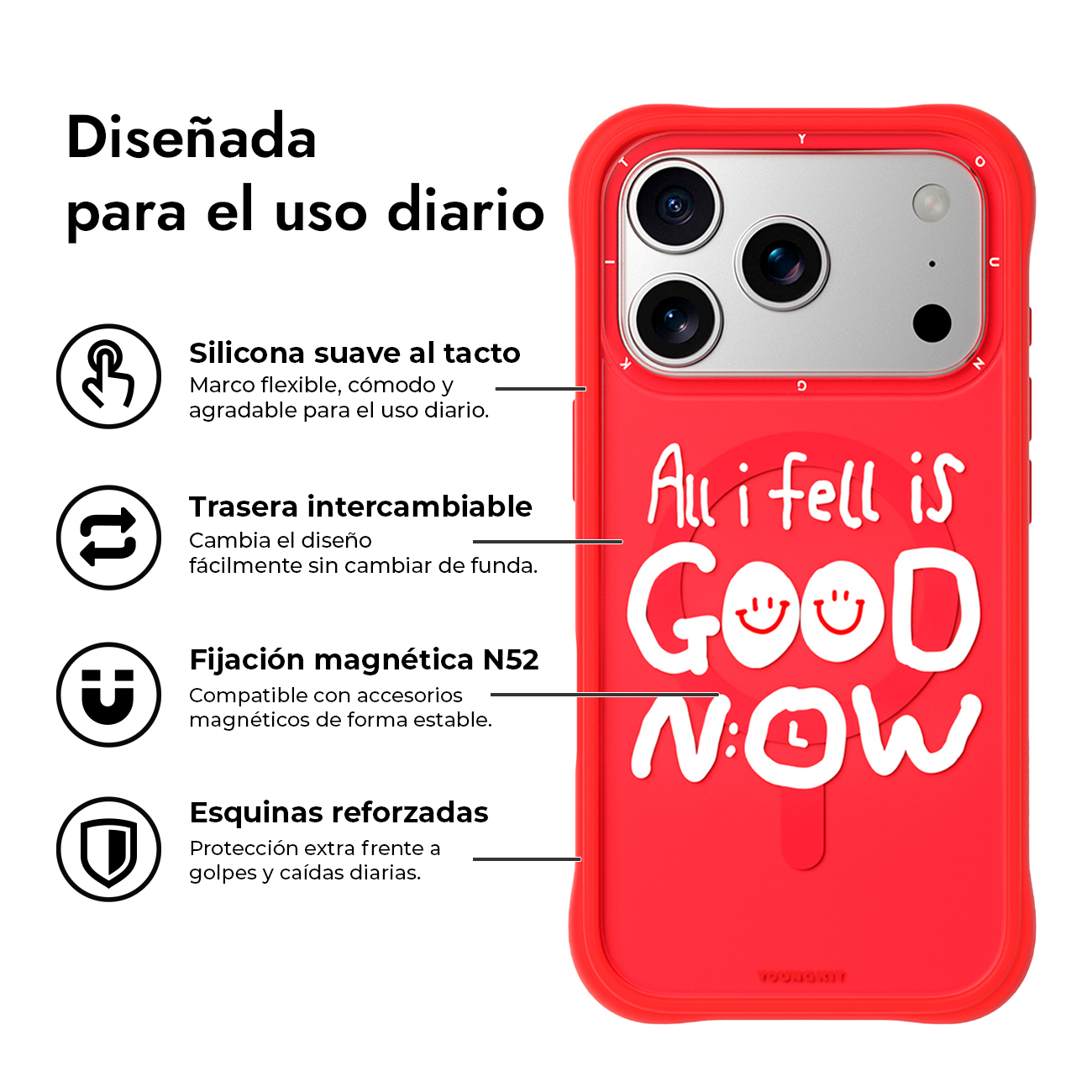 Funda para móvil | YOUNGKIT iPhone 17 Pro, Compatible con Apple iPhone ...