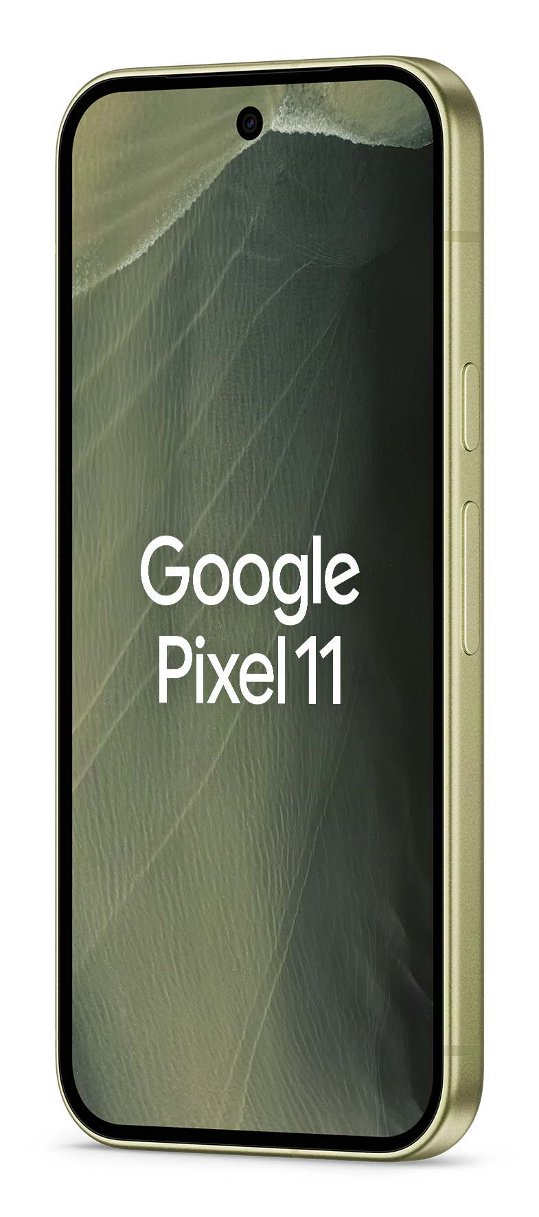 Złoty smartfon Google Pixel 11 z tekstem 'Google Pixel 11' na ekranie.