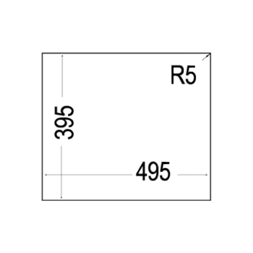 395x495 boyutlarında ve R5 yarıçaplı bir dikdörtgenin teknik resmi.