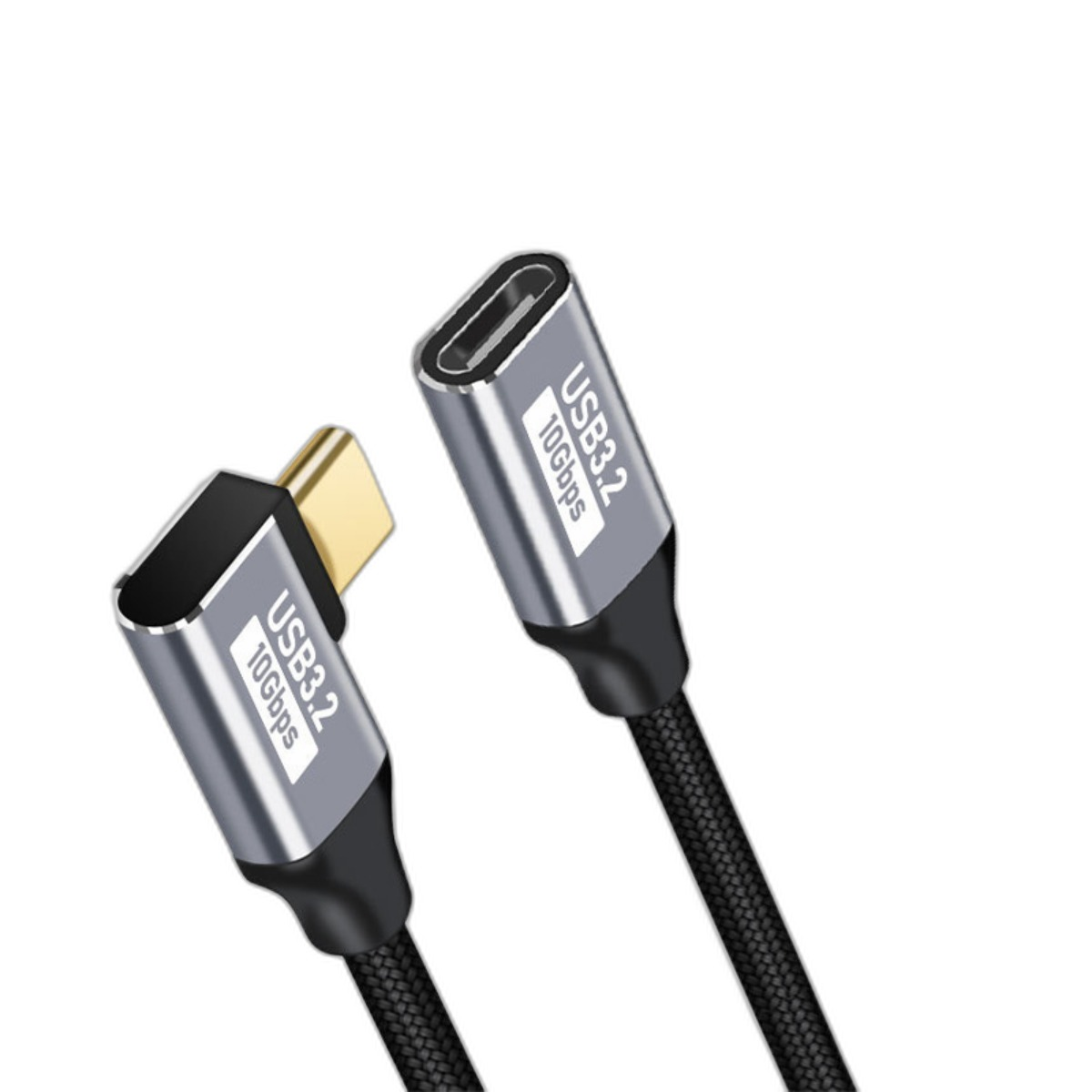 Zwei USB-C 3.2 Kabel mit 10Gbps Anschlüssen auf weißem Hintergrund.