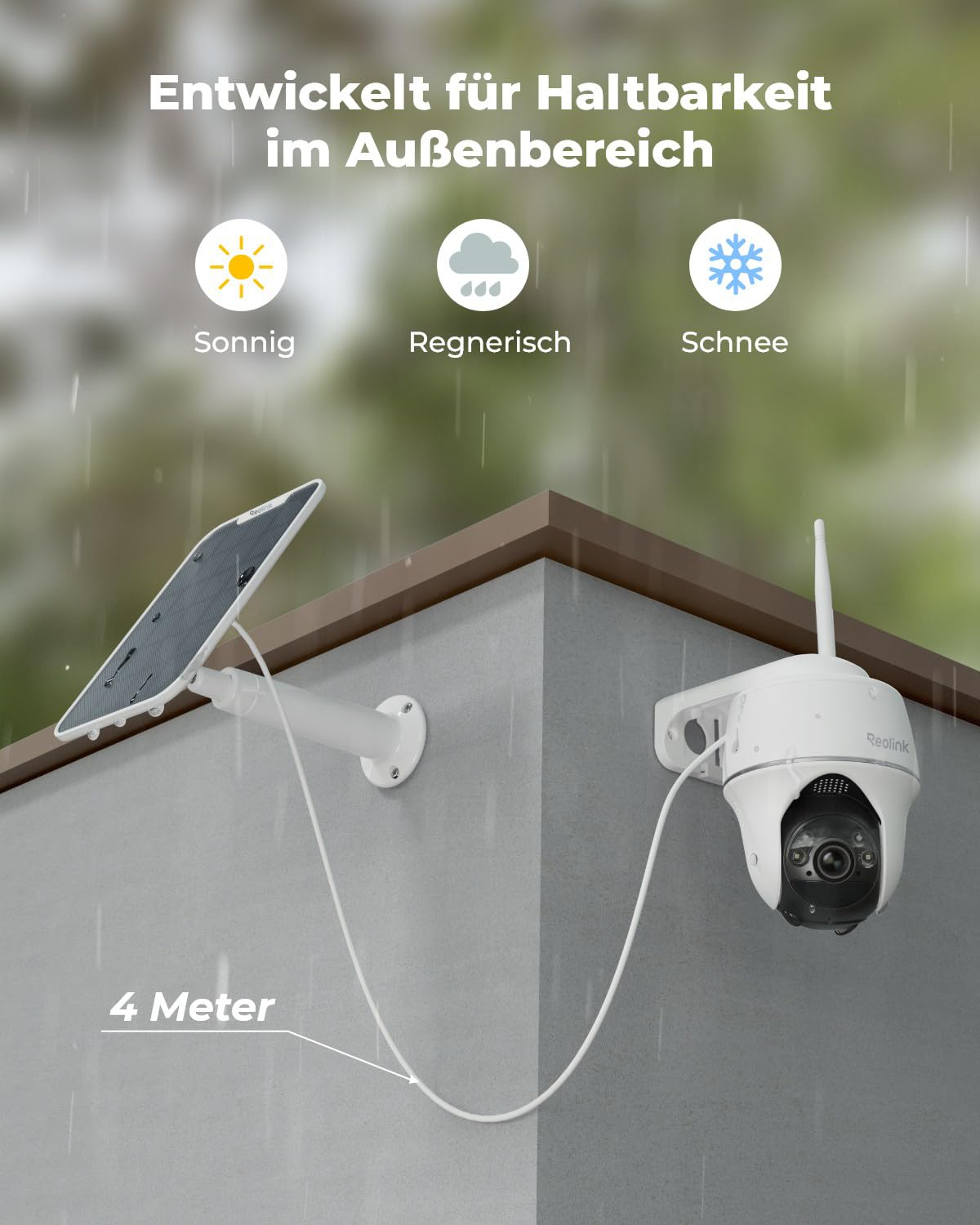 Telecamera di sicurezza resistente alle intemperie con pannello.