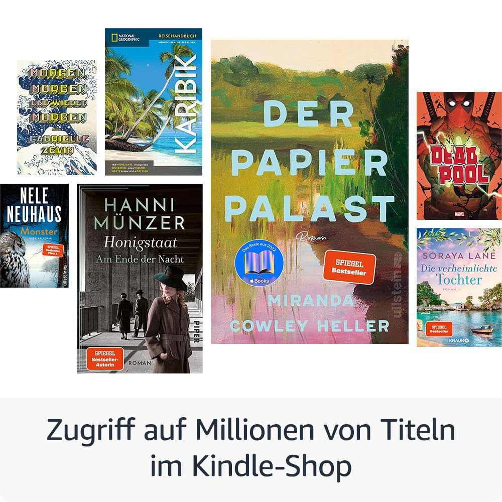 Un collage de diverses couvertures de livres sur un fond gris avec du texte en allemand.
