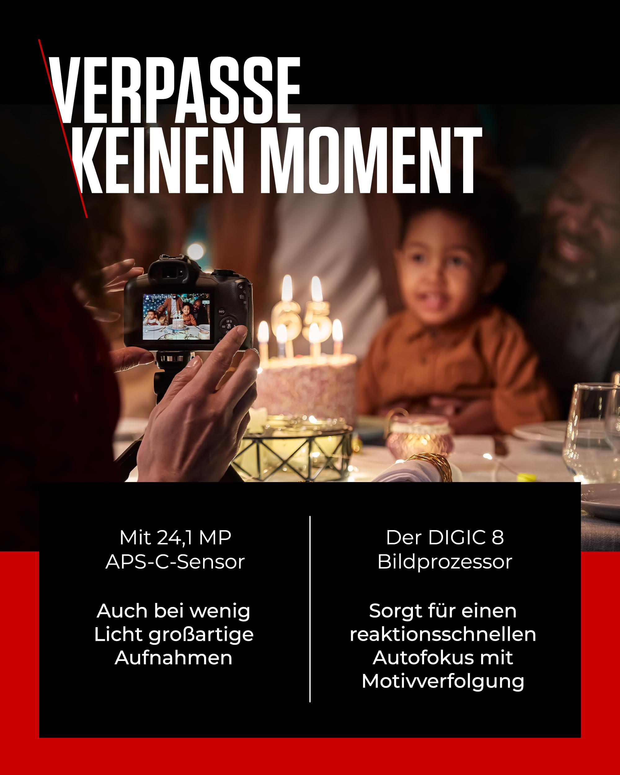 Une personne tient un appareil photo pour photographier l'anniversaire d'un enfant.