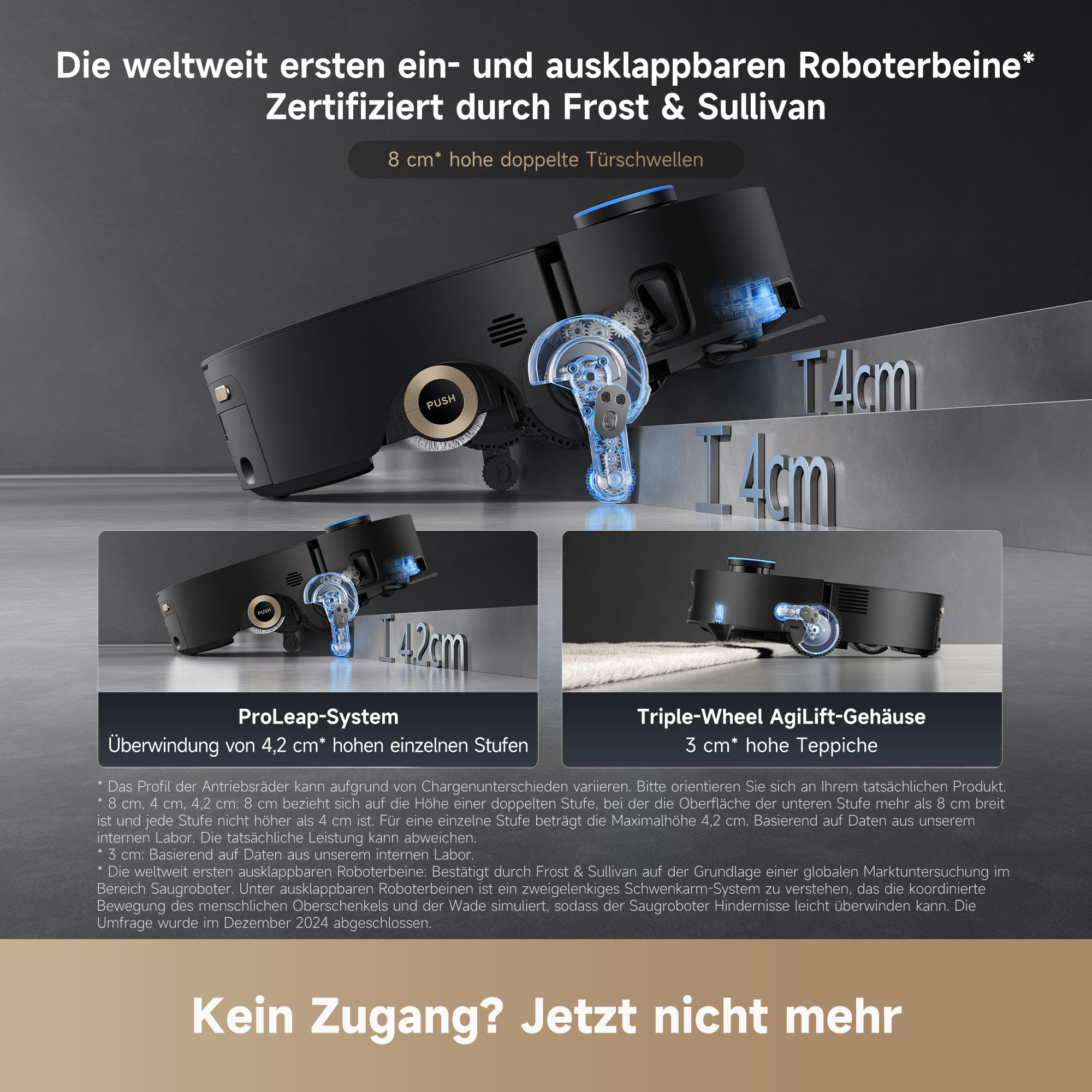 Roboterbeine für Staubsauger überwinden Hindernisse.