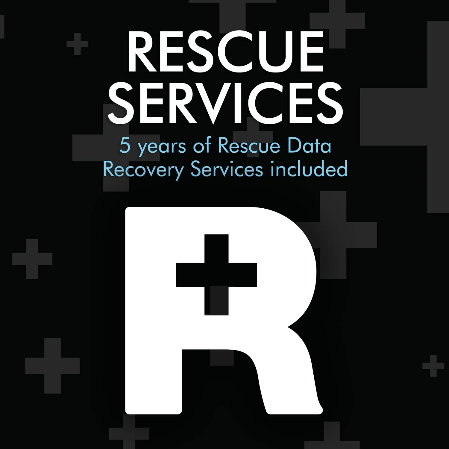 Manifesto nero con testo bianco Rescue Services e grande R con croce.