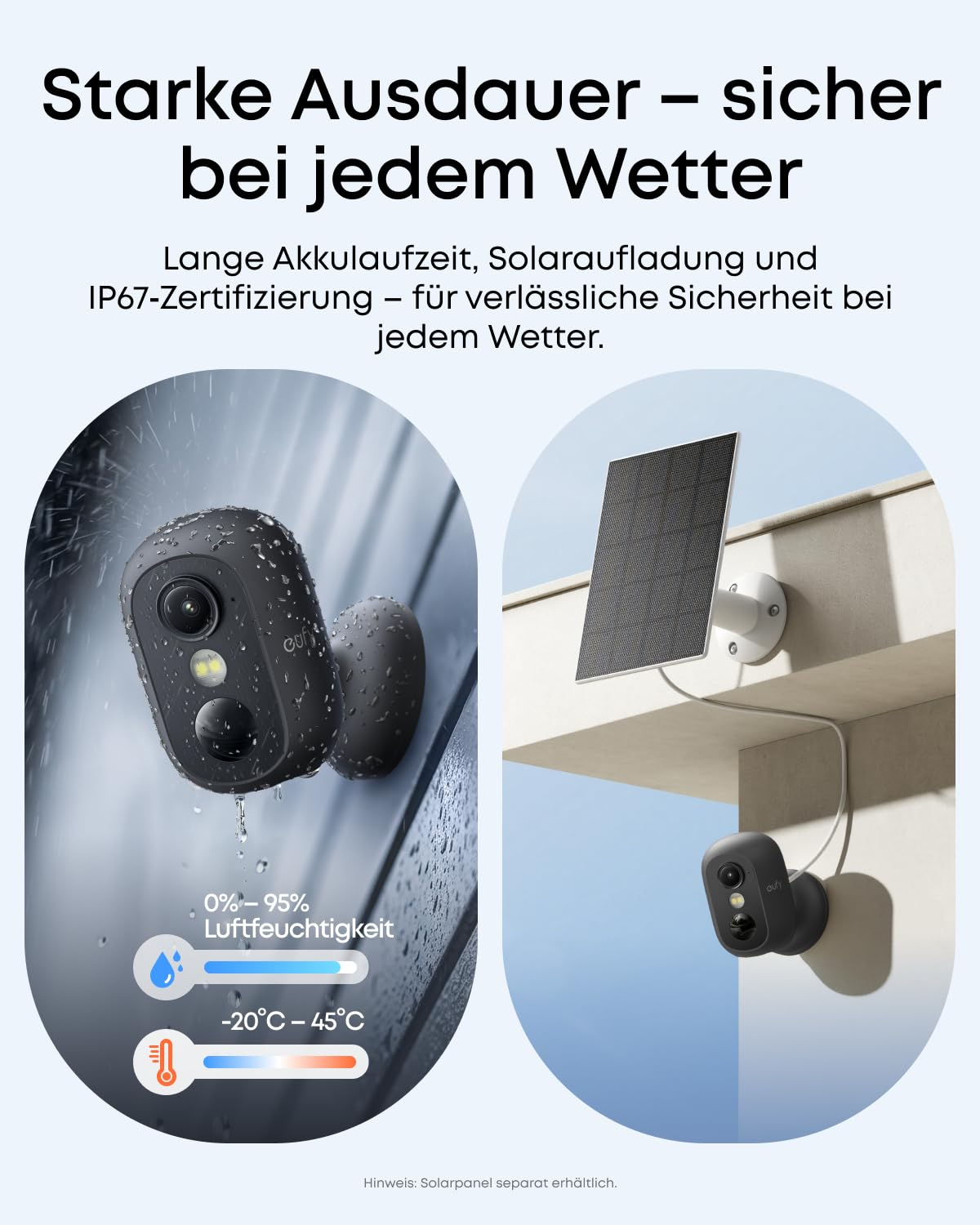 Wetterfeste Überwachungskamera mit Solarladung und IP67-Zertifizierung für zuverlässige Sicherheit.