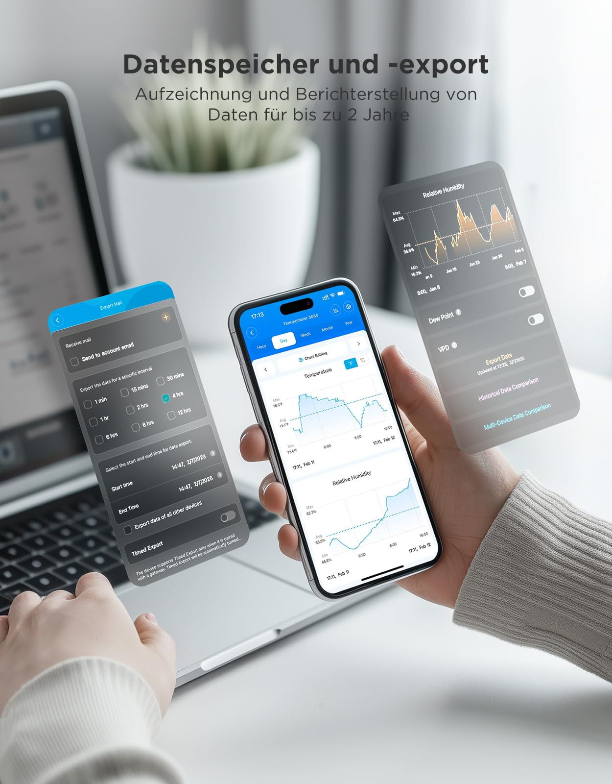 Mobiles affichant des applications de données devant un ordinateur portable.
