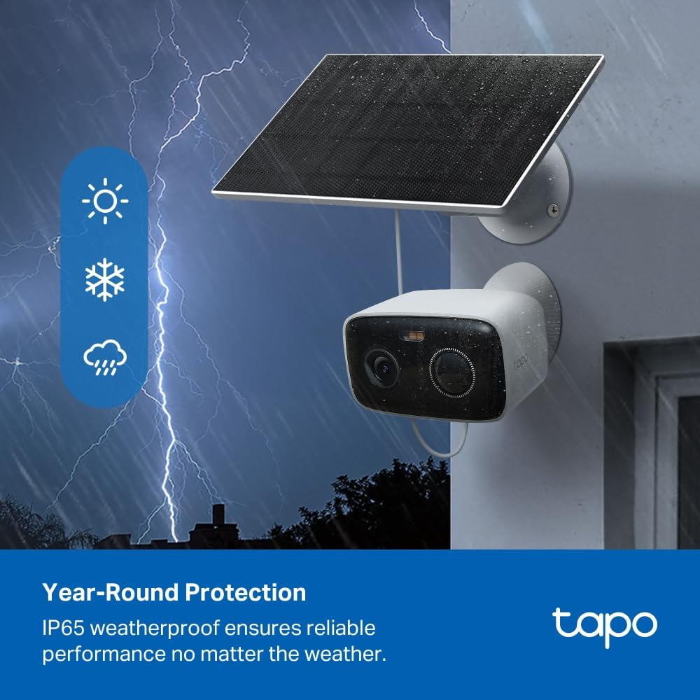 Telecamera di sicurezza resistente alle intemperie con pannello solare.