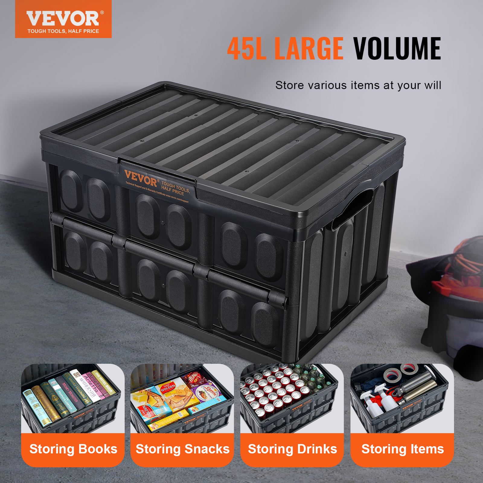 VEVOR ZJXS533630C Aufbewahrungsbox, Schwarz