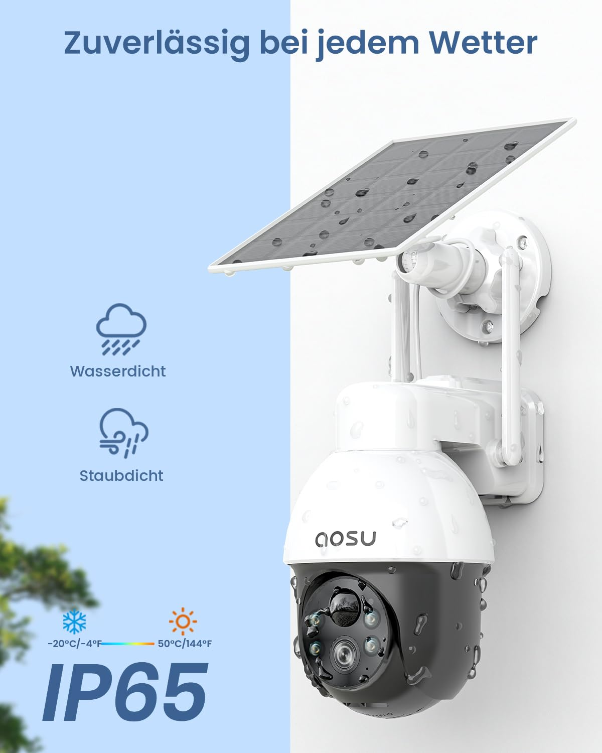 AOSU C9L solare per esterni 2K con batteria, Telecamera di sorveglianza