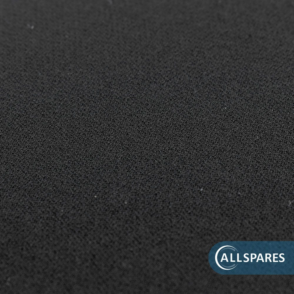 Nahaufnahme einer schwarzen Schaumstoffoberfläche mit feiner Textur und dem Allspares-Logo unten rechts.