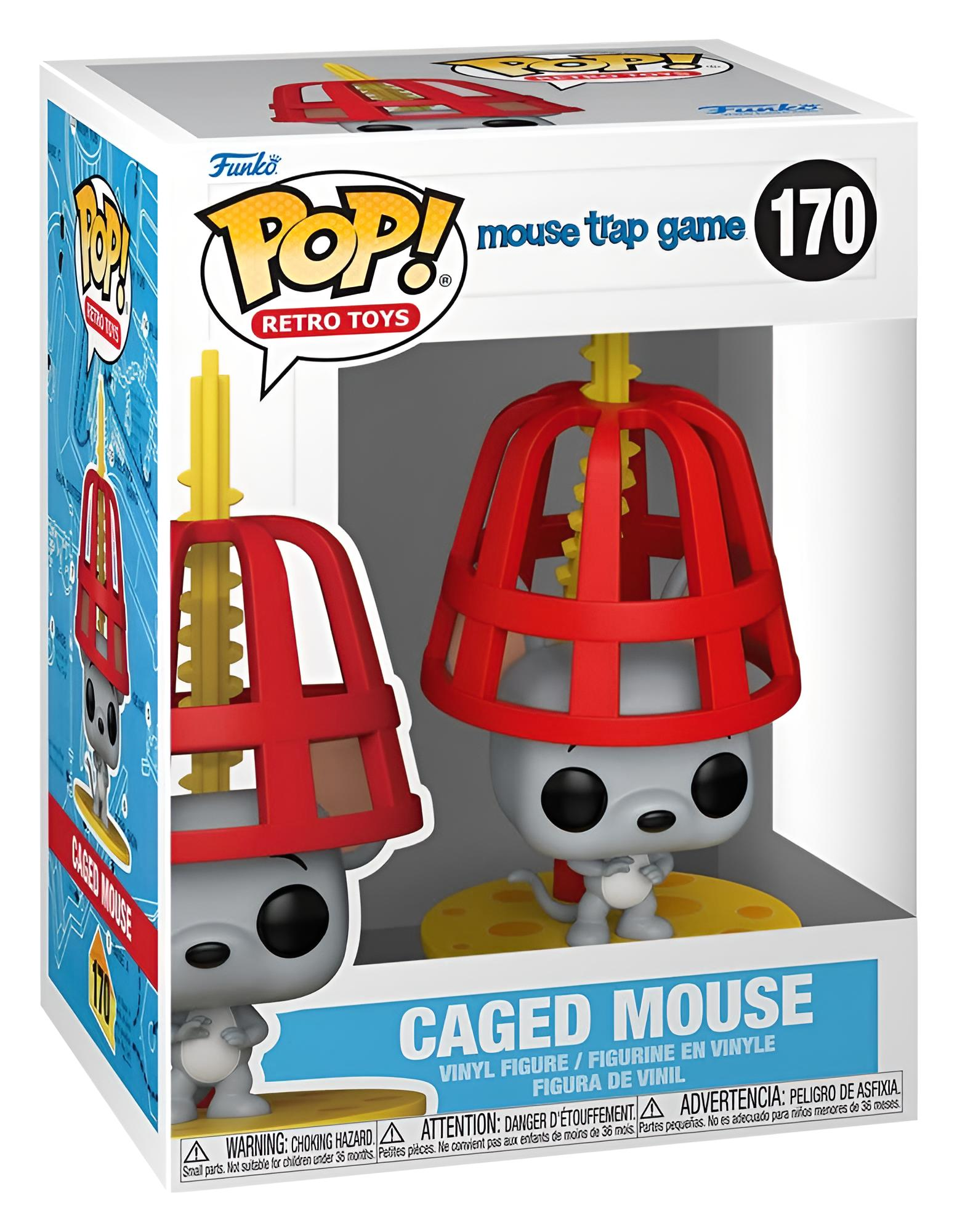 Funko POP Retro Toys Figur Caged Mouse mit rotem Käfig und gelber Stange in Originalverpackung.