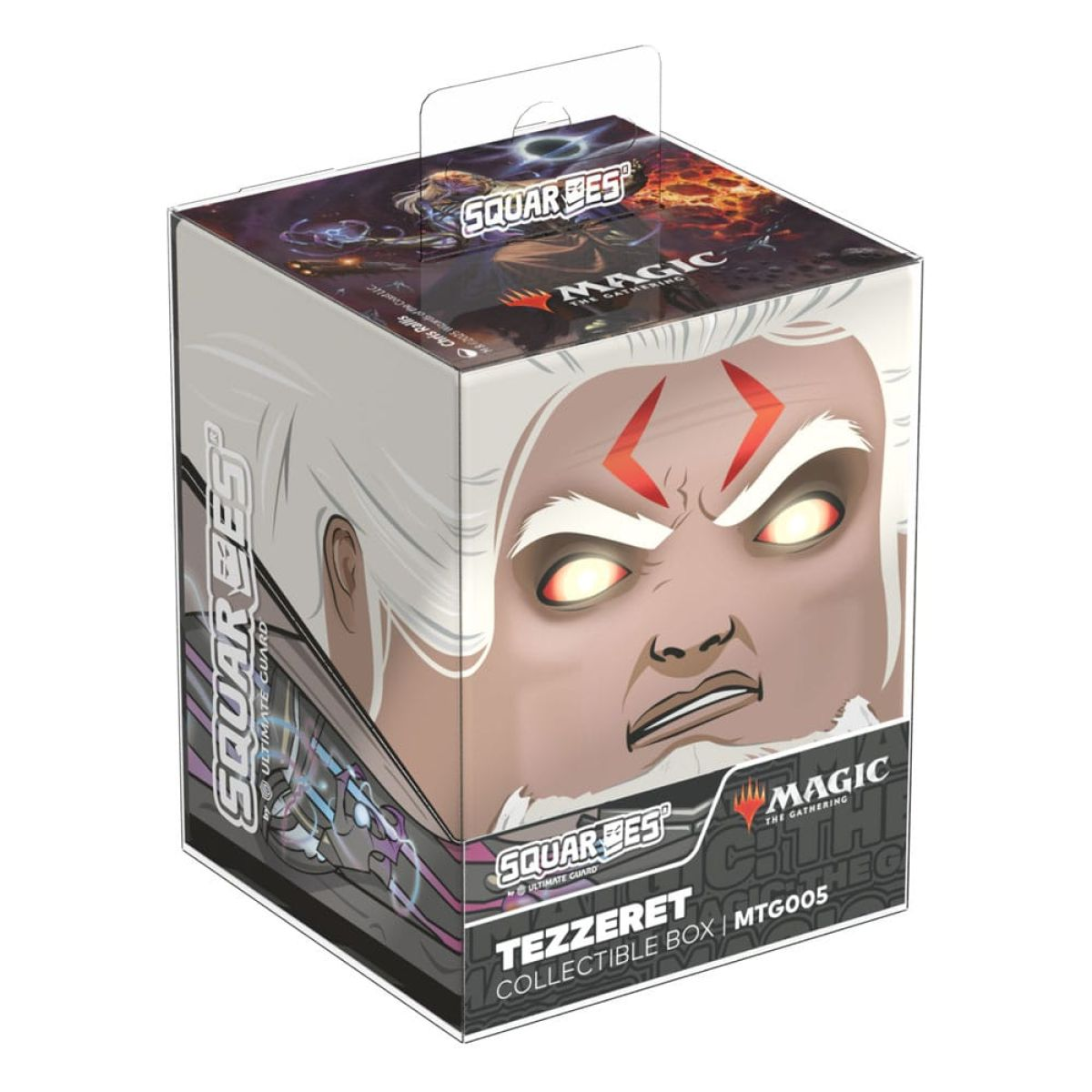 Boîte de collection SquaREES d'Ultimate Guard avec le visage de Tezzeret de Magic: The Gathering.