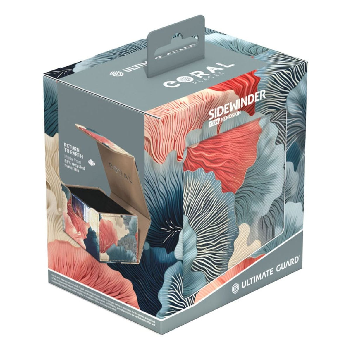 Produktverpackung eines Ultimate Guard Sidewinder Kartendeck-Box mit bunten Korallenmuster.