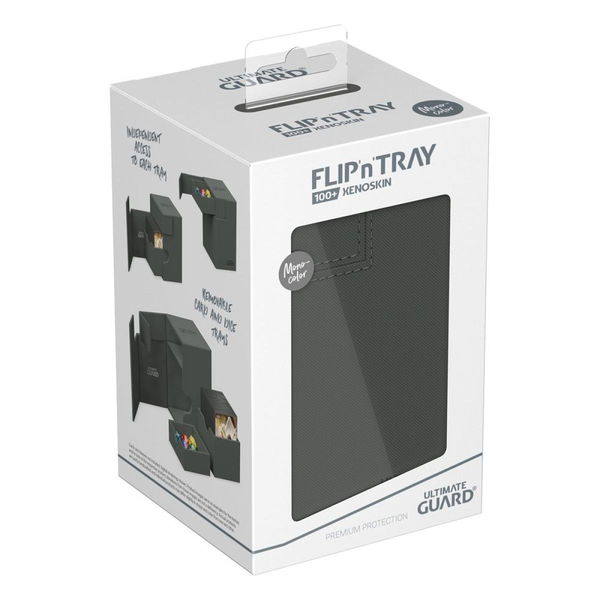 Emballage blanc de la boîte Ultimate Guard Flip'n'Tray 100+ Xenoskin en noir.