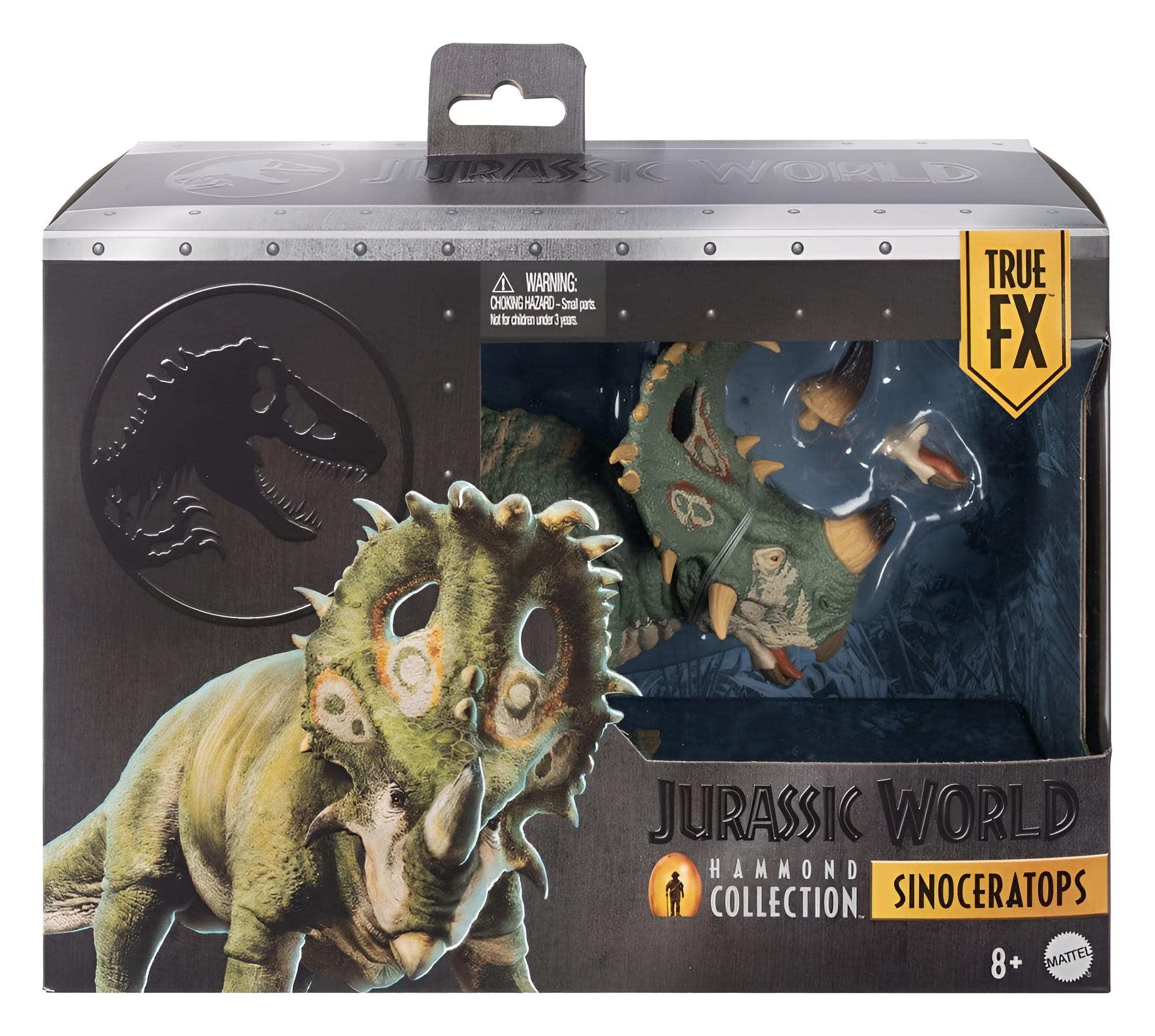 Jurassic World Hammond Collection Sinoceratops Actionfigur in einer Markenverpackung.