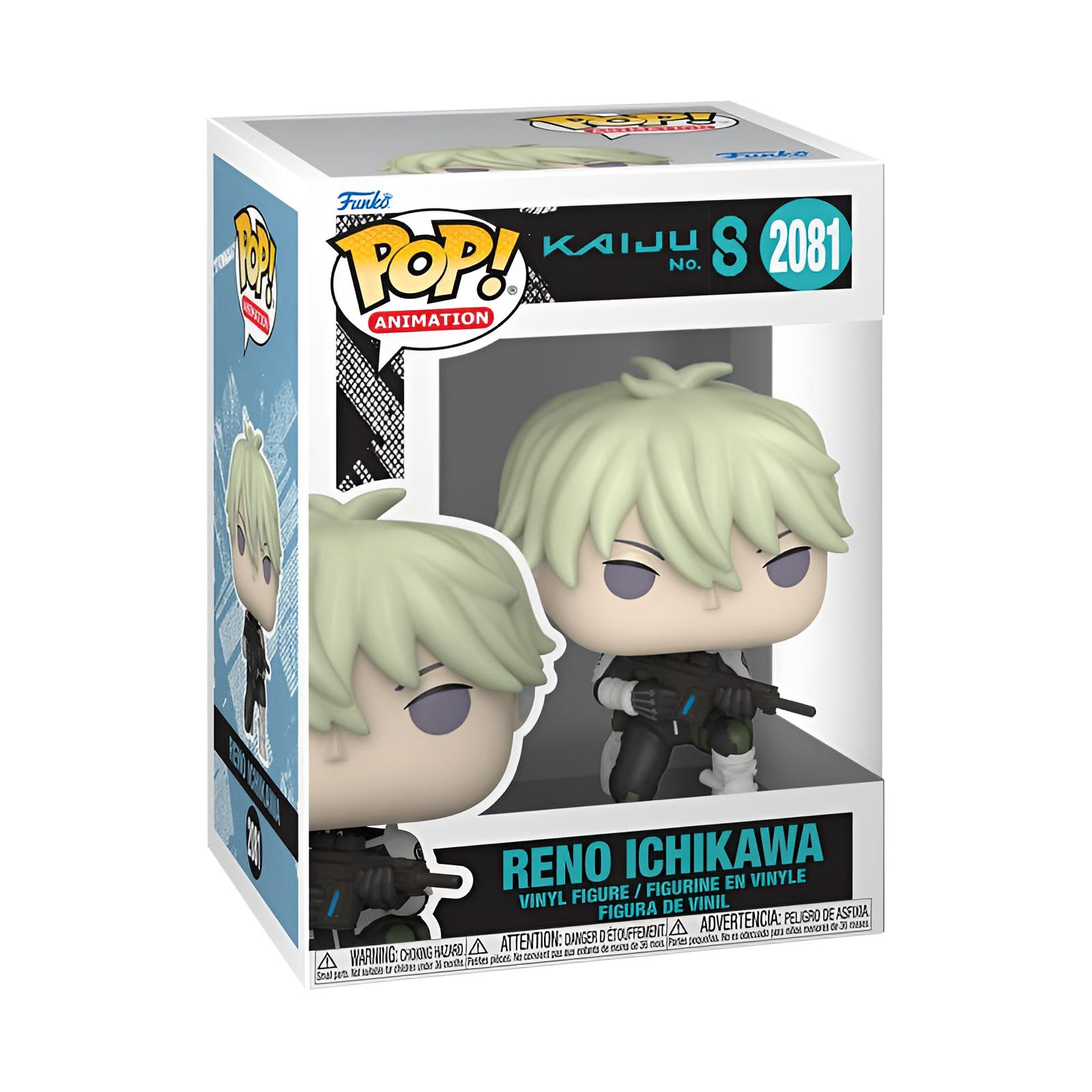 Pop-Animation-Sammelfigur von Reno Ichikawa im Karton mit Waffe.