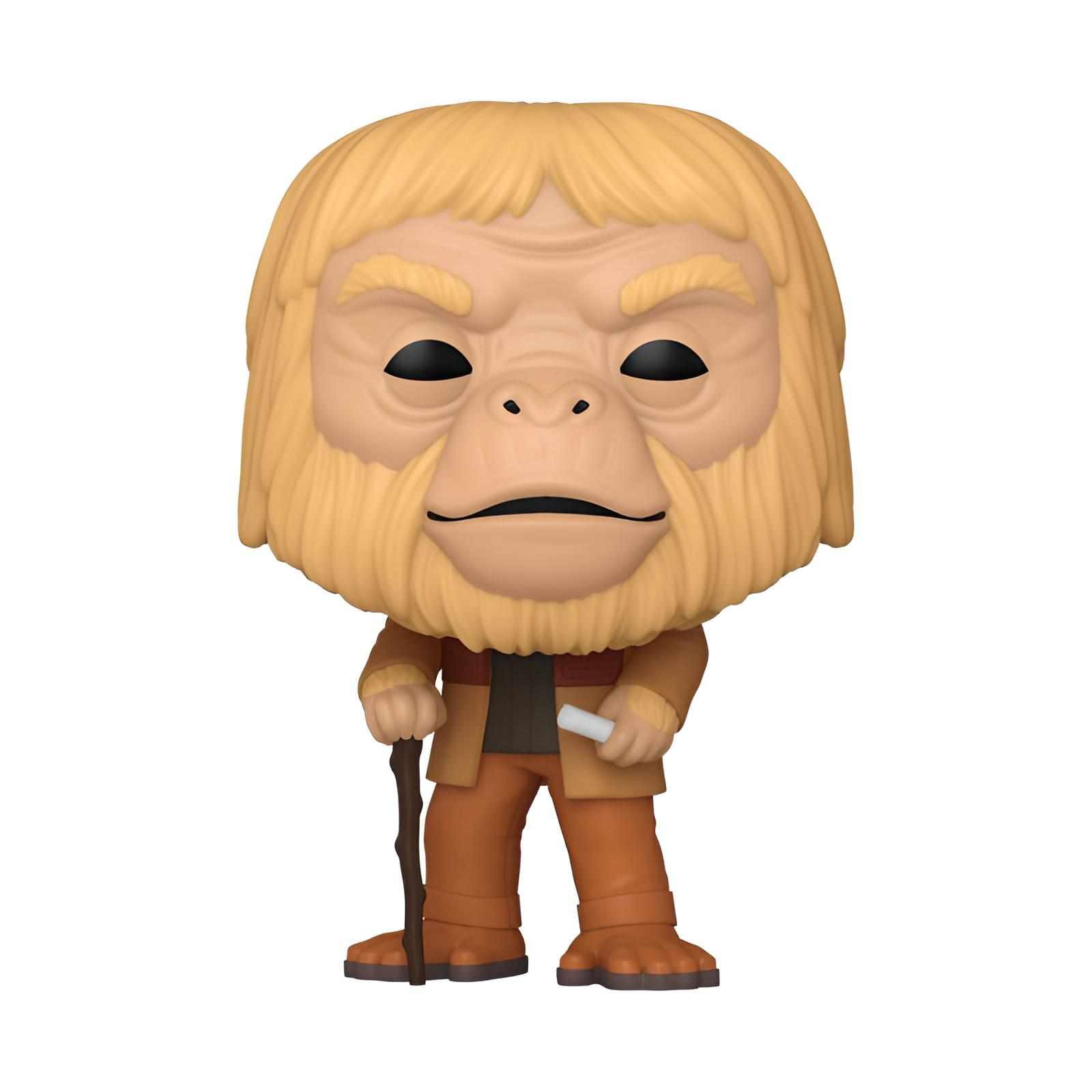 Una figura de vinilo de Dr. Zaius de El planeta de los simios sosteniendo un bastón.