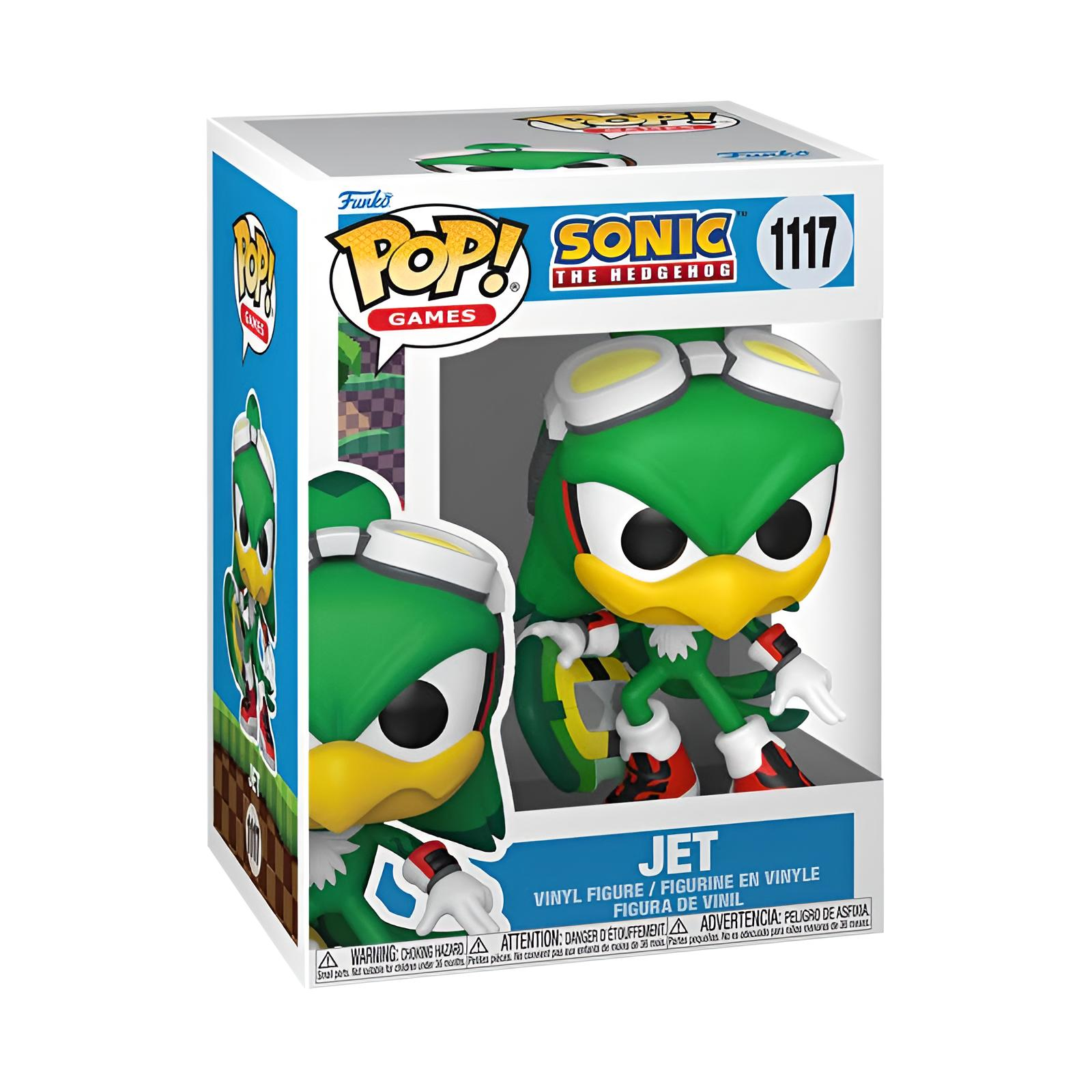Figura de vinilo Jet Pop! de Sonic the Hedgehog en caja de colección azul y blanca.