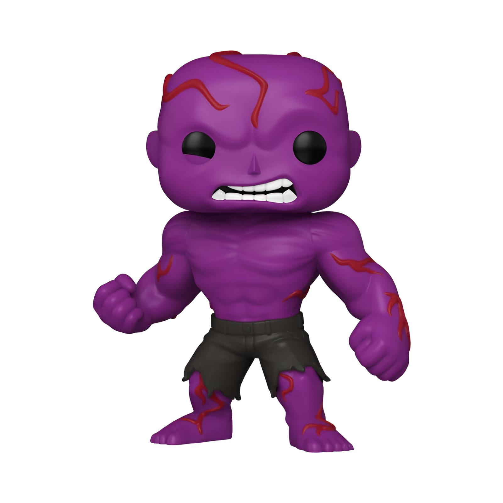Figura Funko Pop morada con venas rojas y pantalones negros.