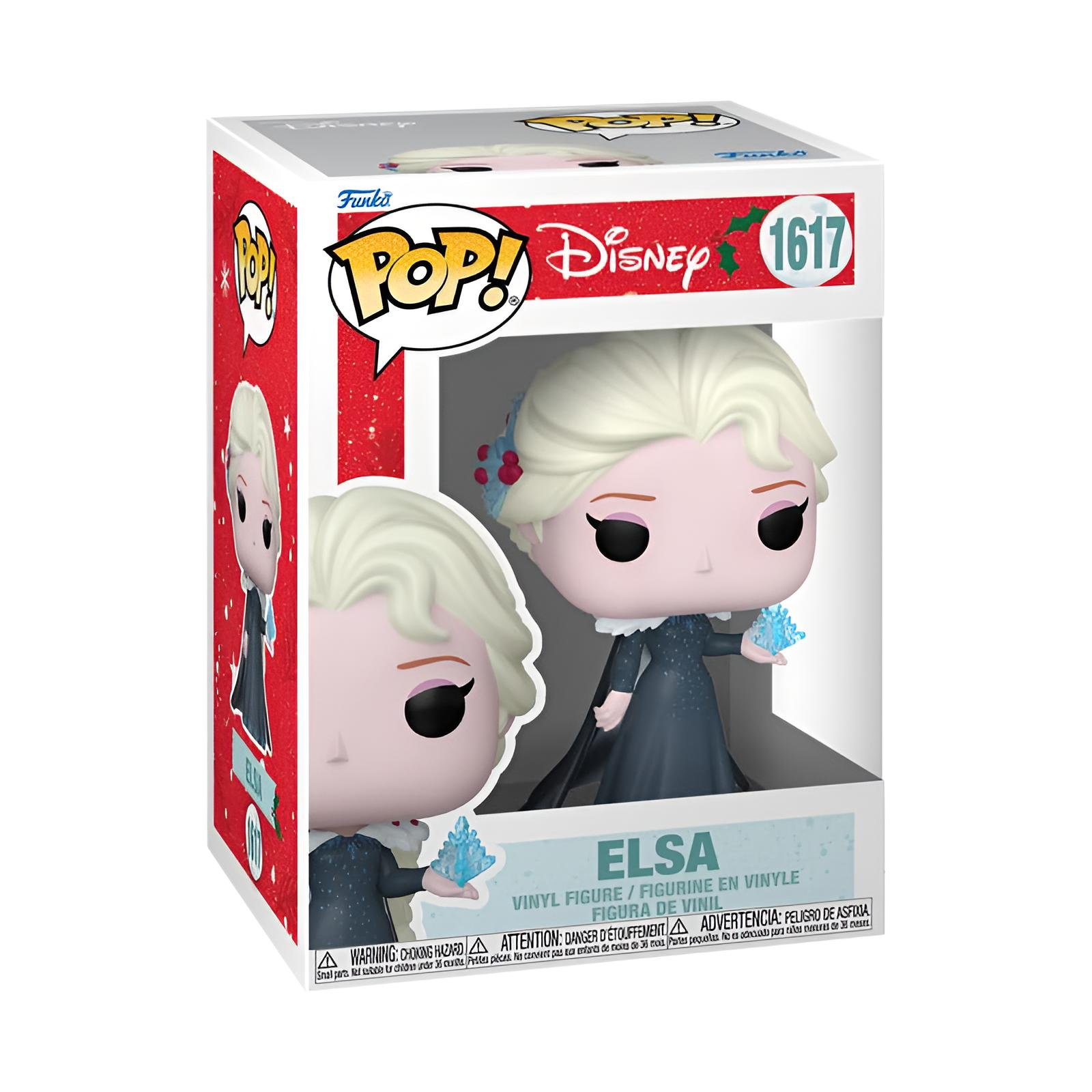 Figurka Funko Pop przedstawiająca Elzę z Disney'a z kryształem lodu w czerwonym pudełku.