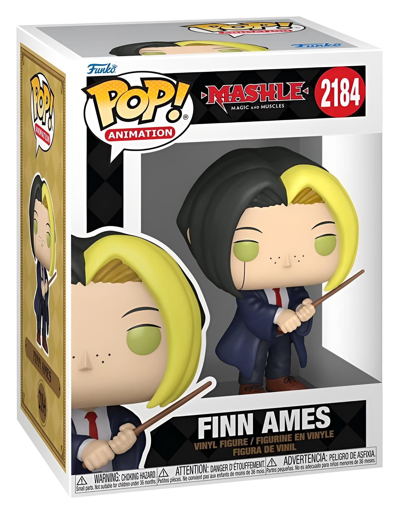Figura Funko Pop de Finn Ames en caja, con cabello negro y amarillo y una varita.