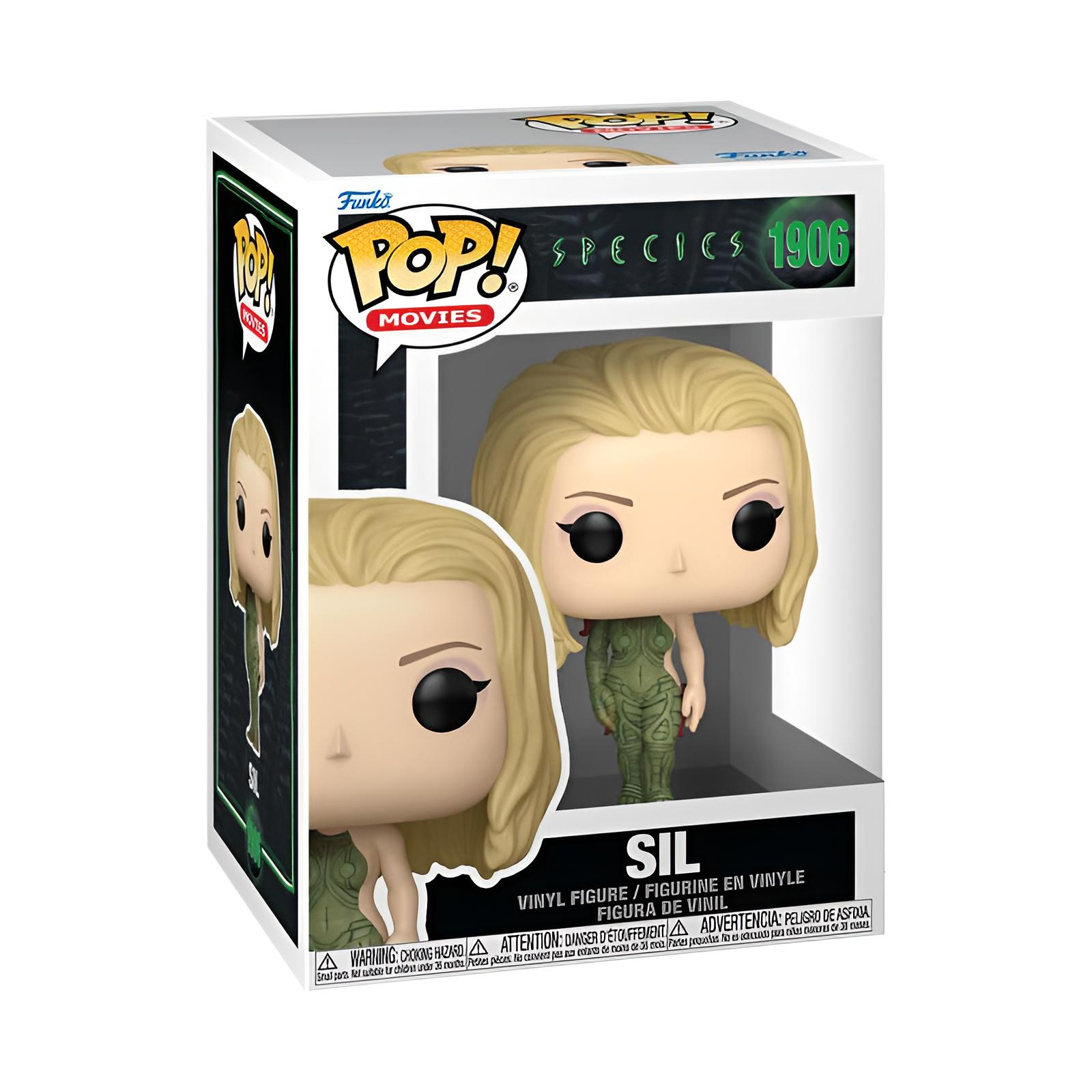 Funko Pop Vinylfigur von Sil aus Species in originaler Verpackung mit transparentem Fenster.