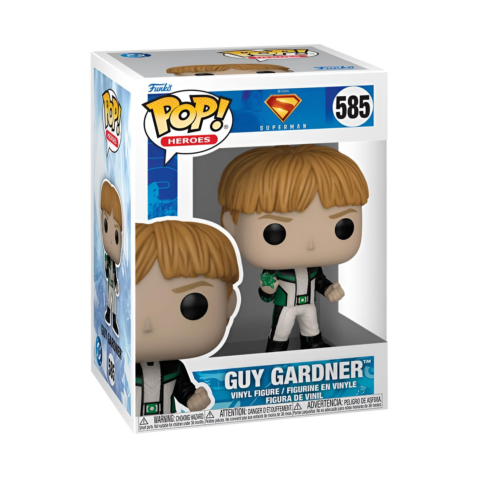 Figura de vinilo Funko Pop de Guy Gardner en su caja de producto.
