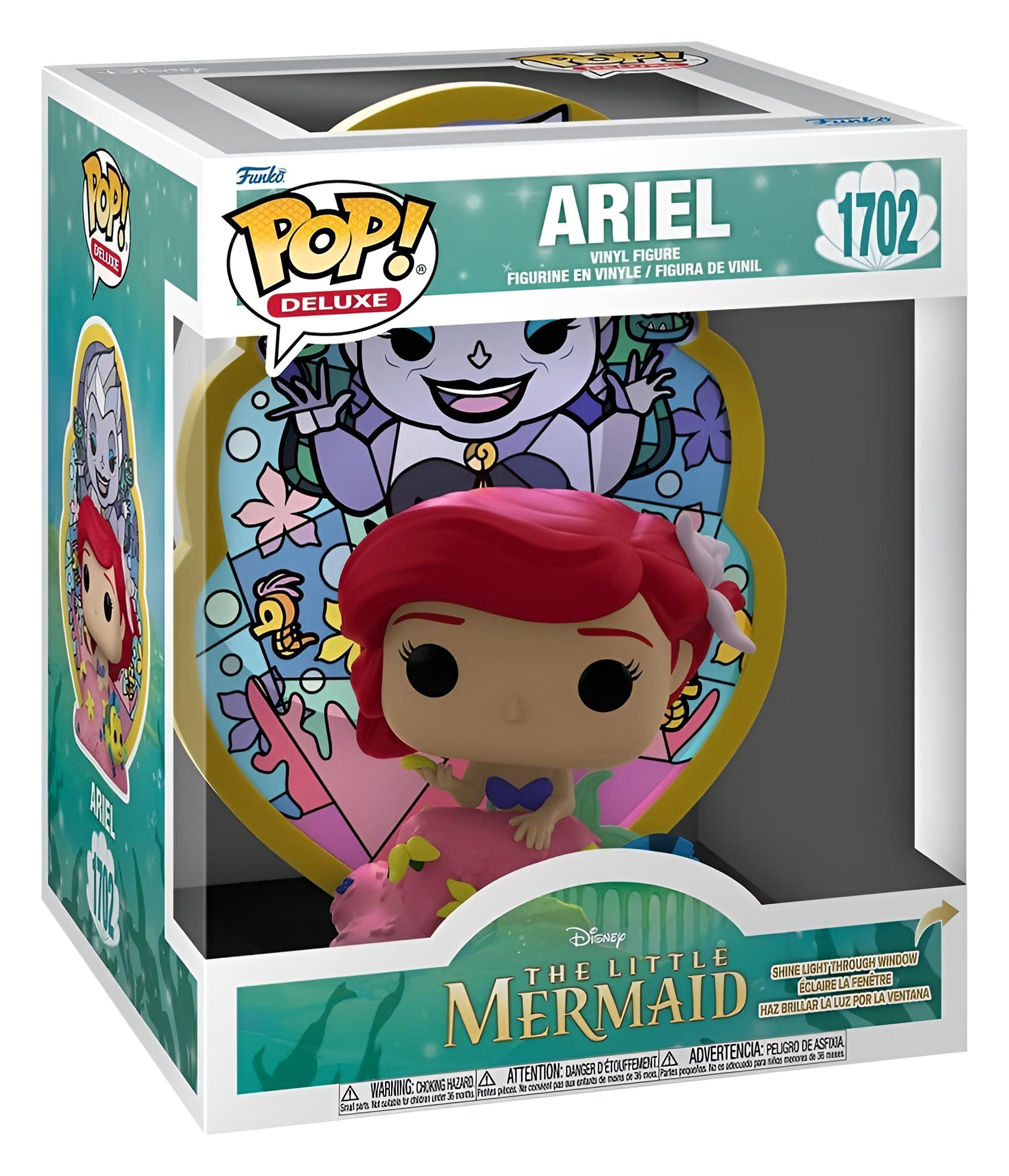 Funko Pop Deluxe Figur von Ariel aus Arielle, die Meerjungfrau in einer bunten Szene.